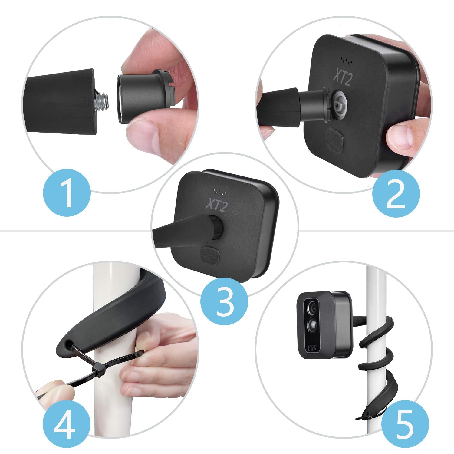 Holaca 2Pack Flexible Twist Mount For Blink Outdoor Camera 4/3 Blink Indoor Blink Xt2, Blink Xt, Blink Mini No Tools Installation For Your Blink Home Security Camera System(Black)