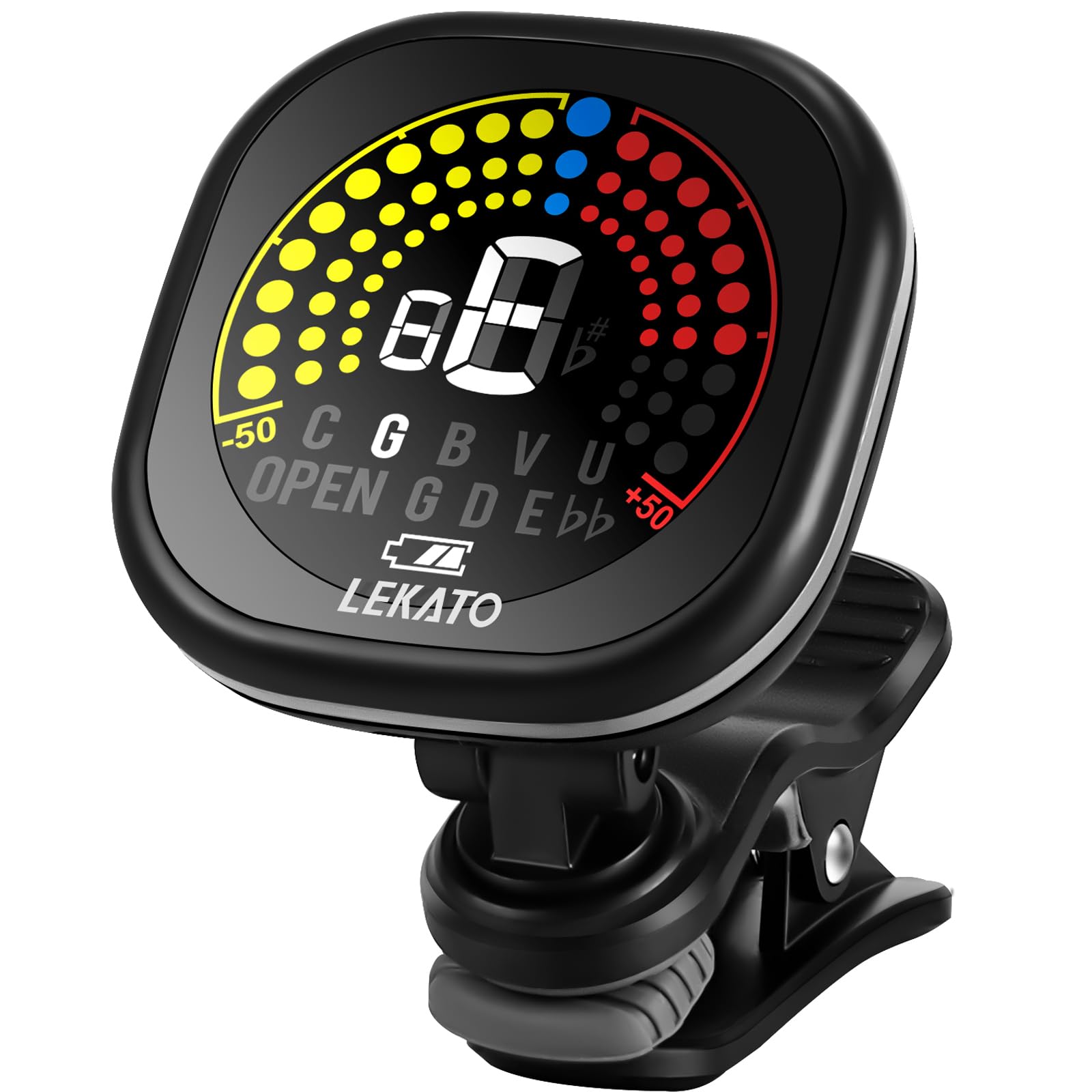 LEKATO Guitar Tuner Rechargeable, Tuner Clip On for Guitar, Bass, Chromatic, Ukulele,Violin Tuner, Fast Accuratie Tuning, Super 