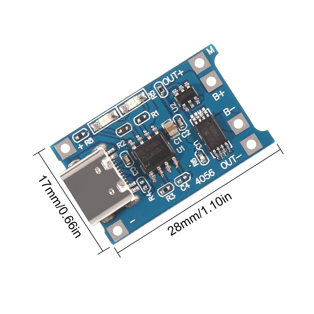 Aitrip 10Pcs Tp4056 Type C Usb 5V 1A 18650 Lithium Battery Charger Module Charging Board With Dual Protection Functions (10Pcs T