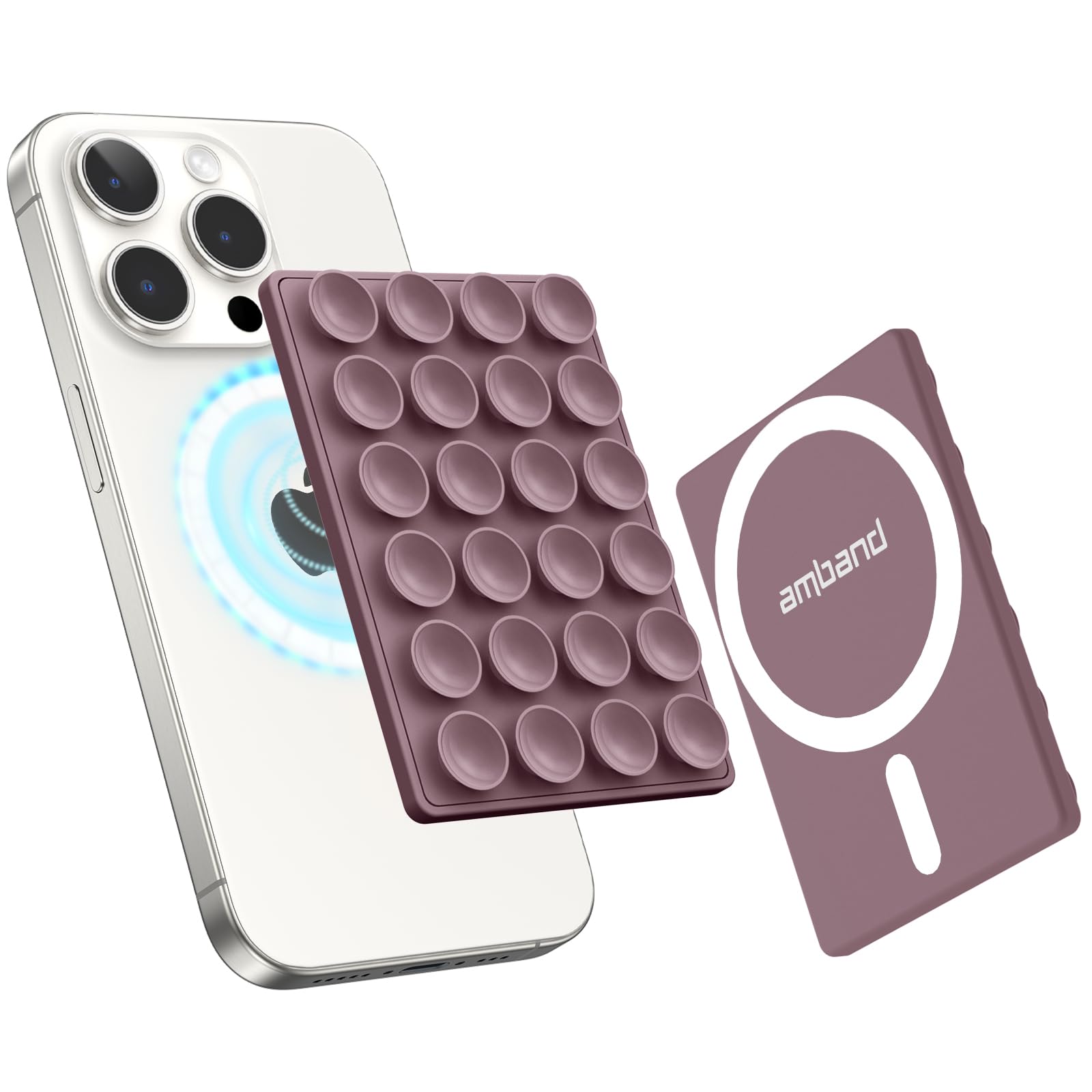 Amband Magnetic Suction Phone Mount For Magsafe Case, Silicone Cup Sticky Grip Holder For Iphone, Removable Hands-Free Selfie/Vi