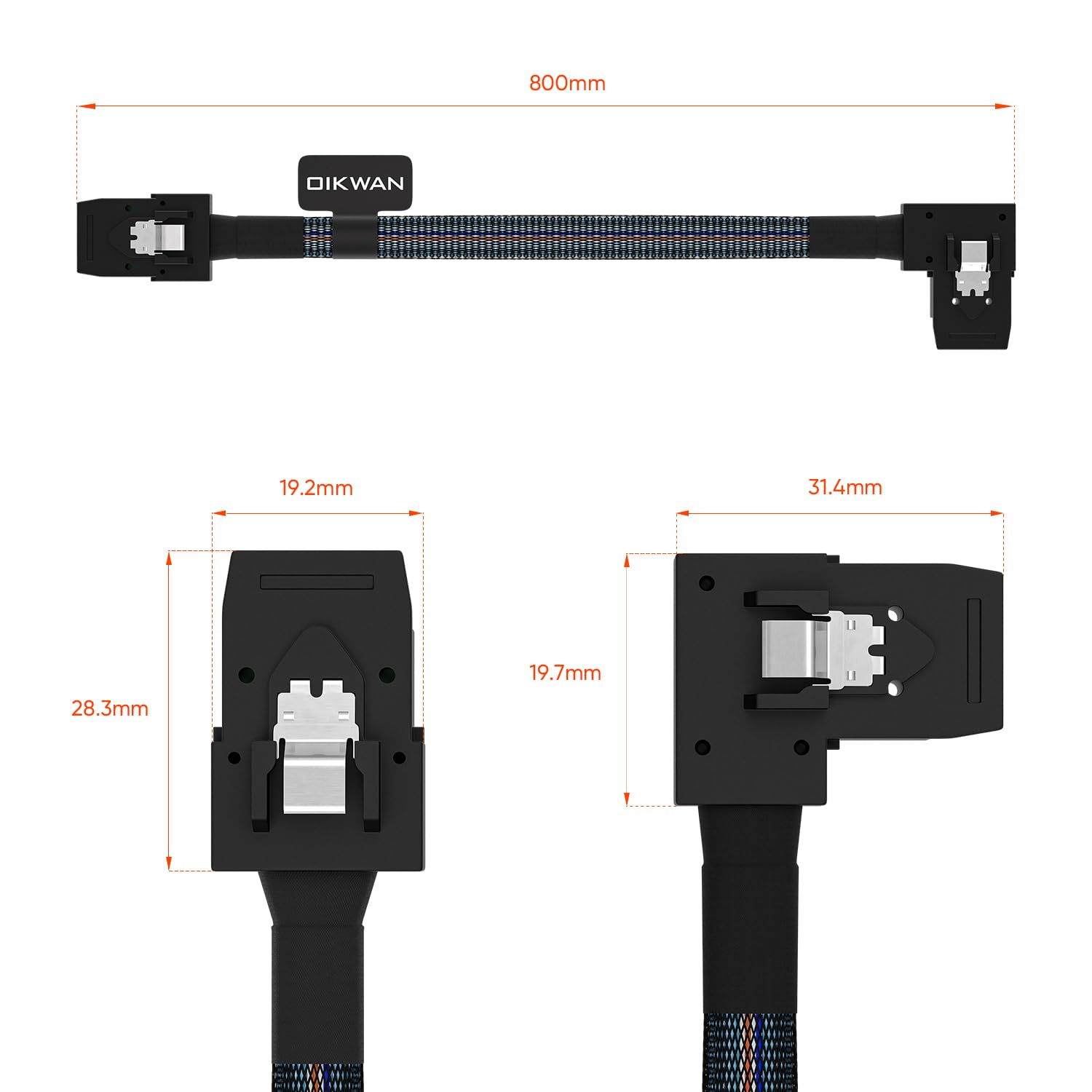 Oikwan Internal Mini Sas Sff 8087 To Right Angle Sff 8087 Cord, Internal Mini Sas To Mini Sas Cable, Compatible With Raid Or Pci