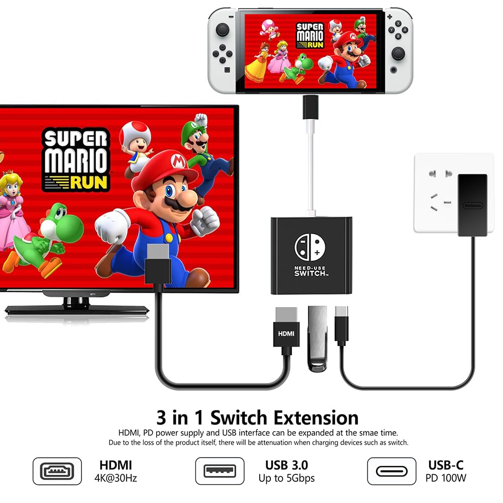 Switch 2 Dock, Tv Docking Station For Nintendo Switch/Switch Oled/Steam Deck,4K@30Hz/1080P@60Hz Portable With Pd 100W Charging,