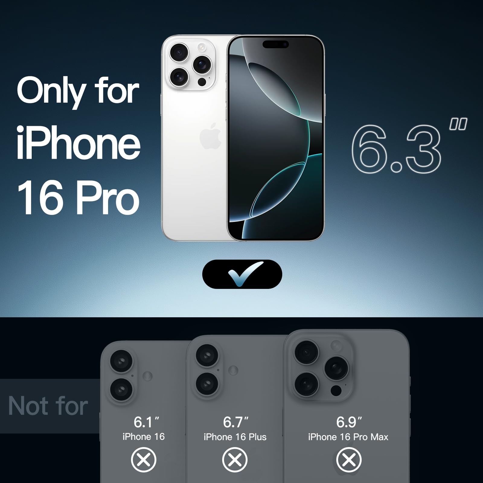 Jetech Case For Iphone 16 Pro 6.3 Inch, Non Yellowing Shockproof Phone Bumper Cover, Anti Scratch Clear Back (Clear)