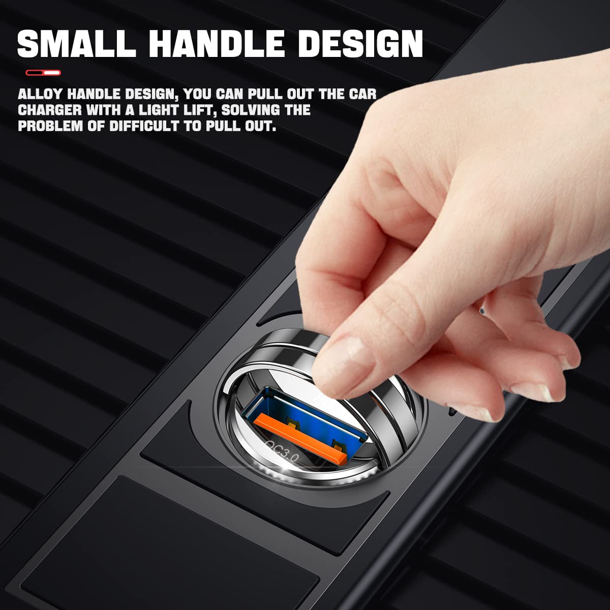 Usb C 60W Car Charger Fast Charge, 30W Pd& 30W Qc3.0 Fast Charge With Metal Body, Flush Fit Pull Ring Style Universal For Iphone