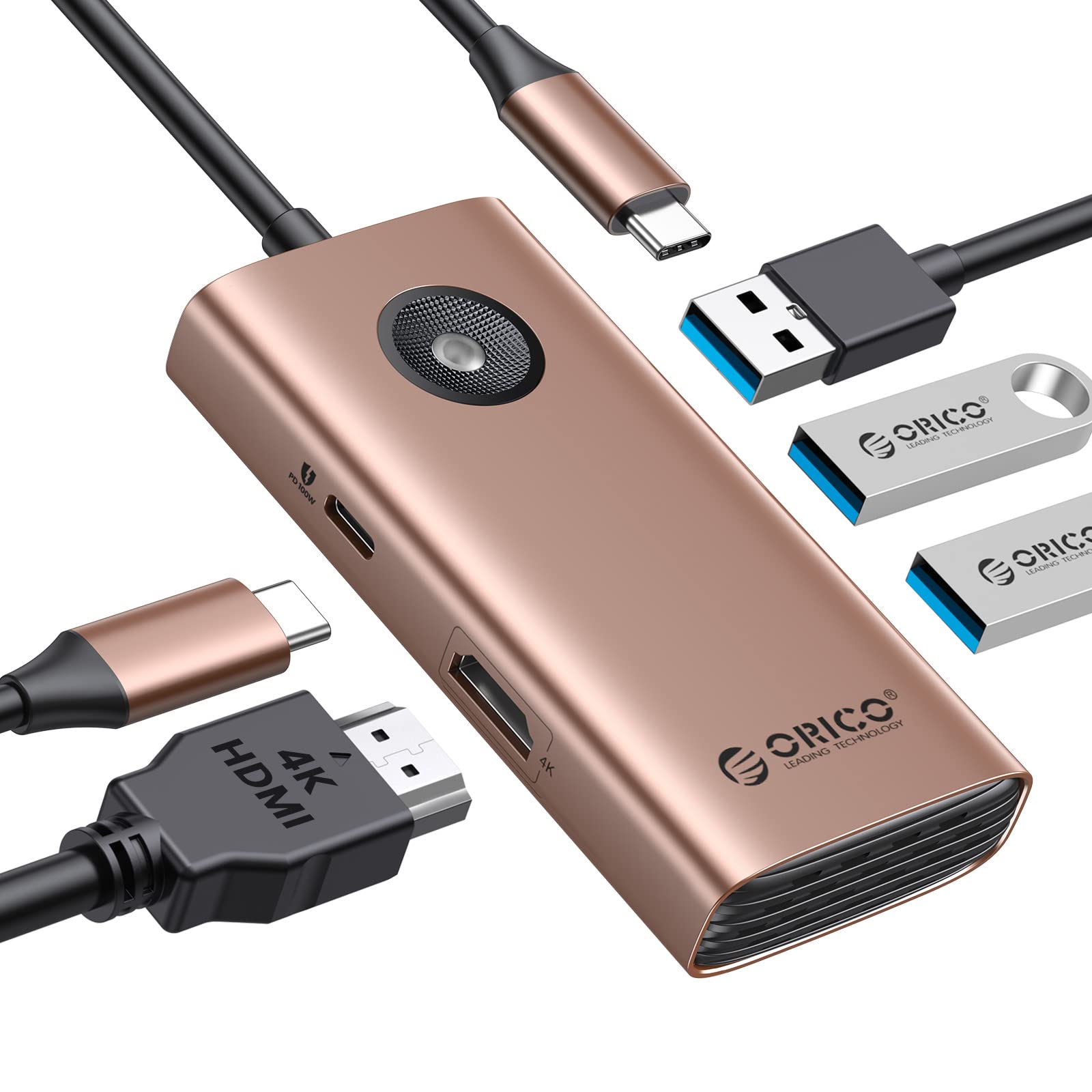 Usb C Hub, Orico 5 In 1 Usb C Docking Station With 4K Hdmi, 60W Power Delivery, Usb 3.0 5 Gbps And 2 Usb 2.0 Data Ports Usb C Do