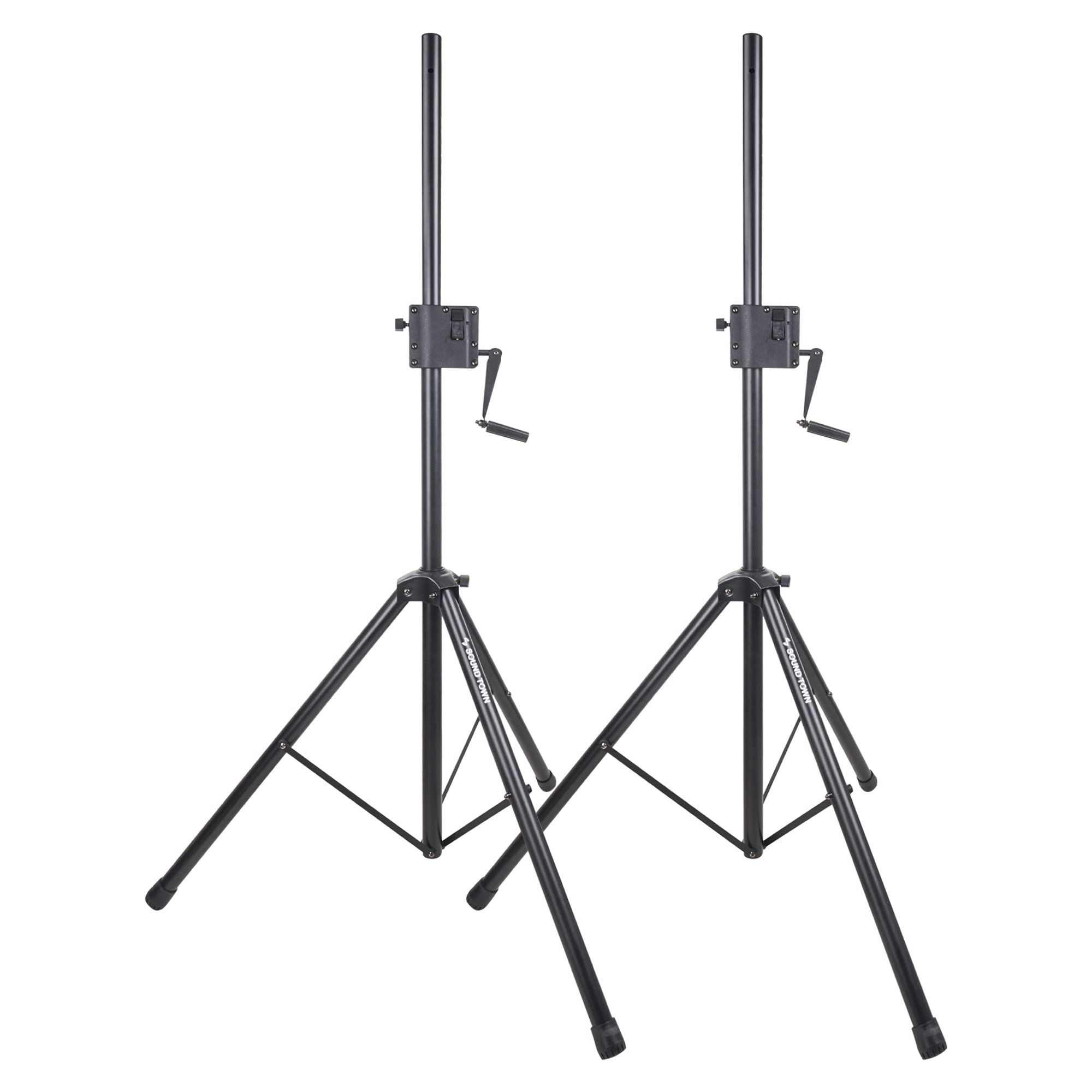 Sound Town 2-Pack Crank-Up Adjustable Height Tripod Speaker Stands (48-78) with Carry Bags, Pole-Mount Adapter Brackets, 100 LB 