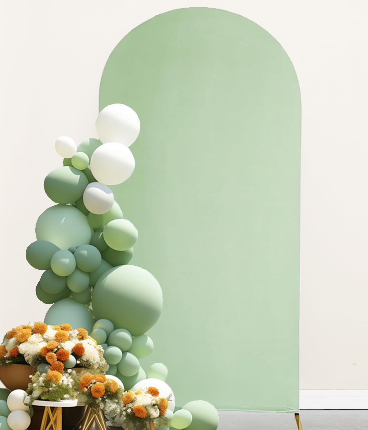 Jkdmjf 6.6 Ft Sage Green Arch Backdrop Cover Spandex Fitted Arch Backdrop Stand Cover For Wedding Reception Birthday Party Baby