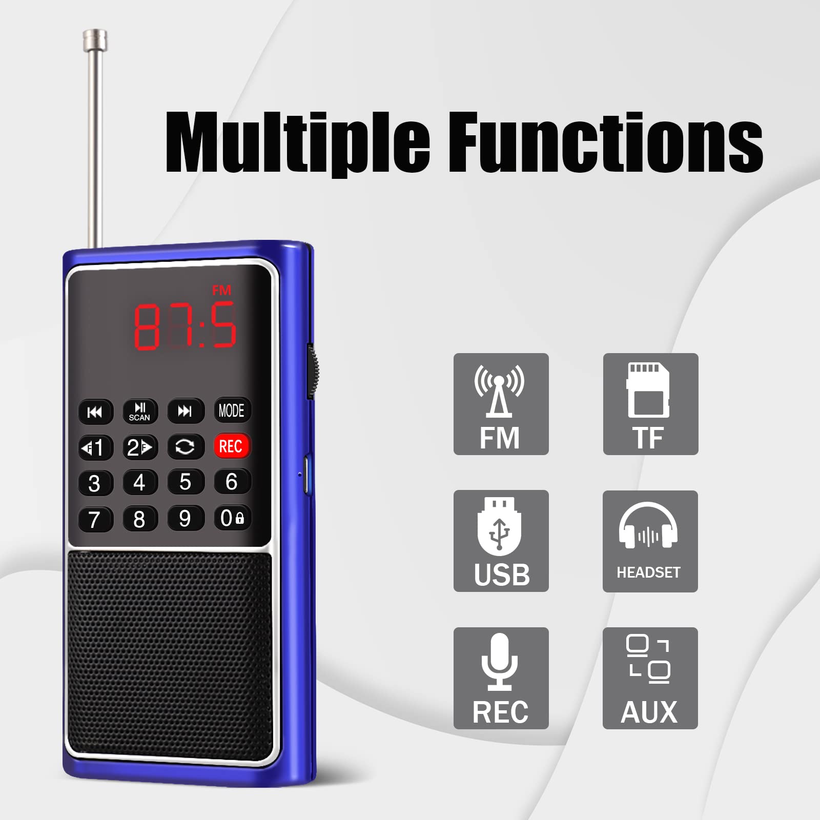 Leting Portable Radio With Mp3 Speaker, Radios Porable Fm, Radio Support Tf Card/Usb/Music Recording, Emergency Radio Rechargeab