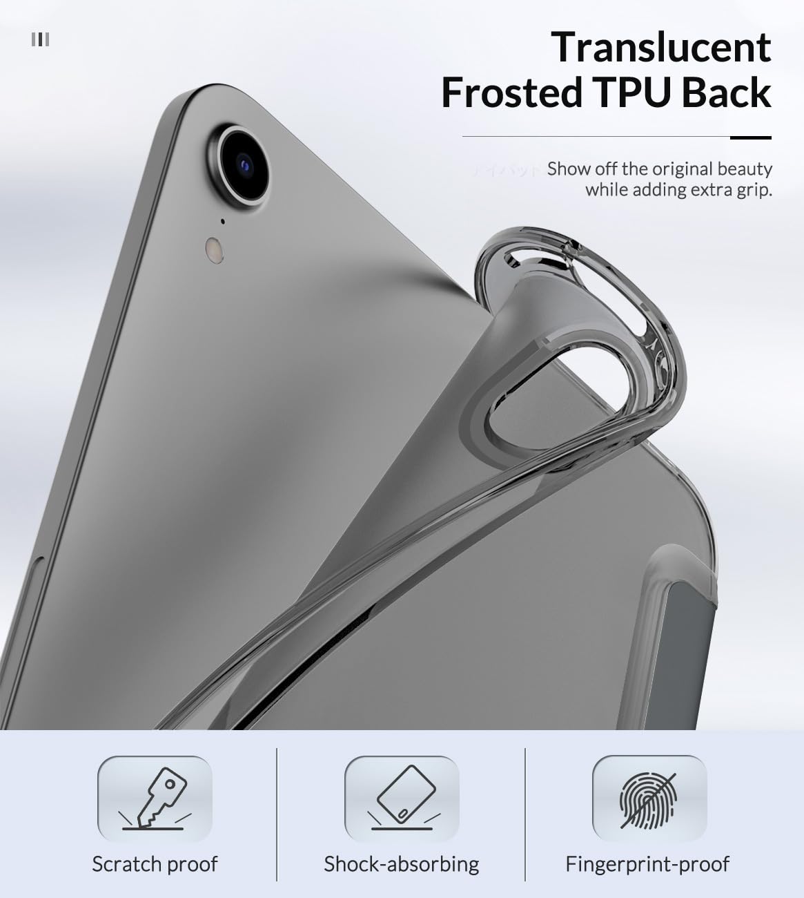 MoKo Case Fit New iPad Mini 7 (A17 Pro) 2024, iPad Mini 6th Generation Case 2021 (8.3 inch), iPad Mini 6 Case, Soft TPU Translucent Frosted Back Cover Case for iPad Mini 7th, Space Gray