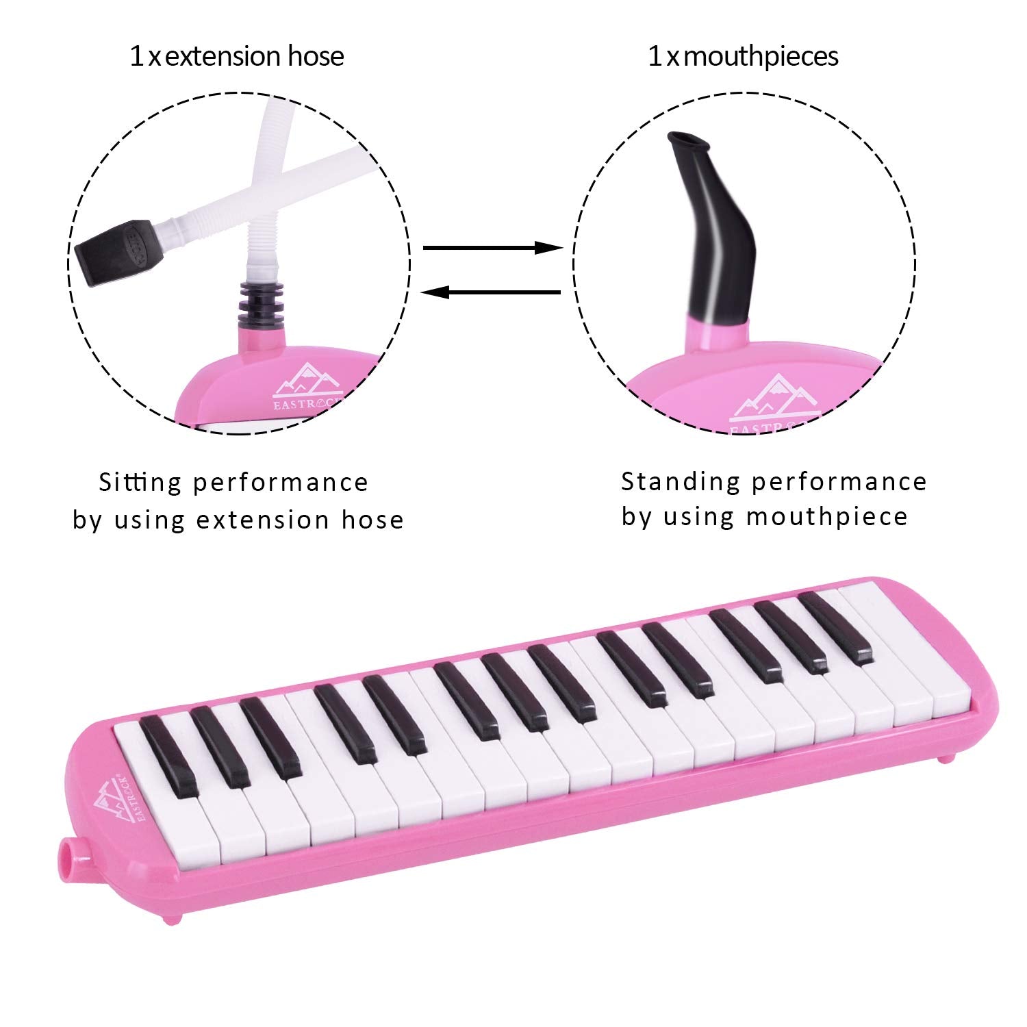 Eastrock 32 Key Melodica Instrument Keyboard Soprano Piano Style With Mouthpiece Tube Sets And Carrying Bag For Kids Beginners A