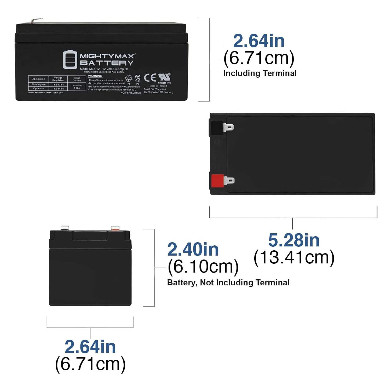 Mighty Max Battery 12V 3Ah Sla Replacement Battery For B&B Bp3-12 - 6 Pack