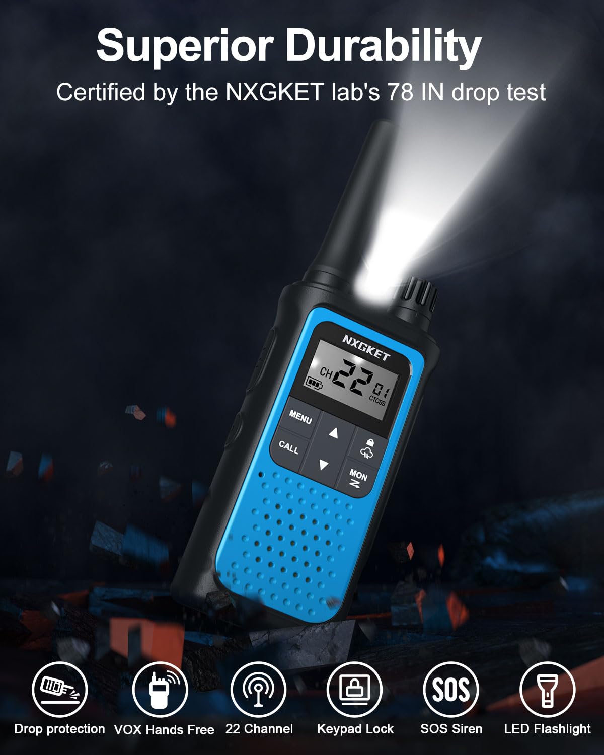 Nxgket Walkie Talkies Long Rang For Adults Noaa Weather Alerts Scan, Rechargeable Walkie Talkies 2 Way Radio 22 Channel 6 Pack W