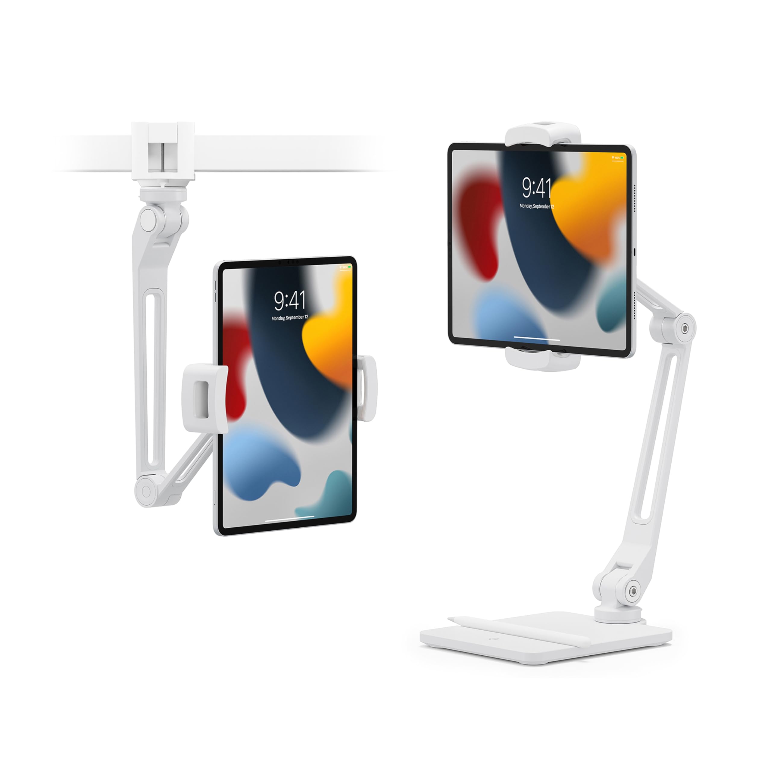 Twelve South HoverBar Duo (2nd Gen) for iPad / iPad Pro/Tablets | Adjustable Arm with New Quick-Release Weighted Base and Surfac