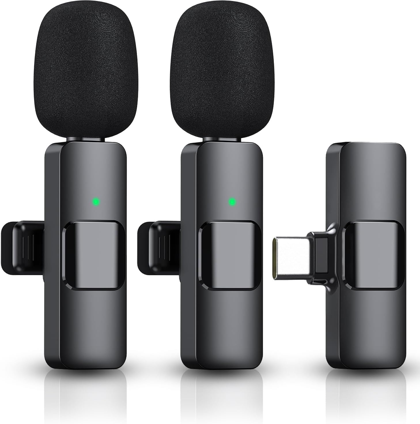Ejcc 2 Pack Wireless Microphone For Iphone 15 Series,Ipad,Android, Usb C Wireless Clip On Microphones For Iphone Video Recording