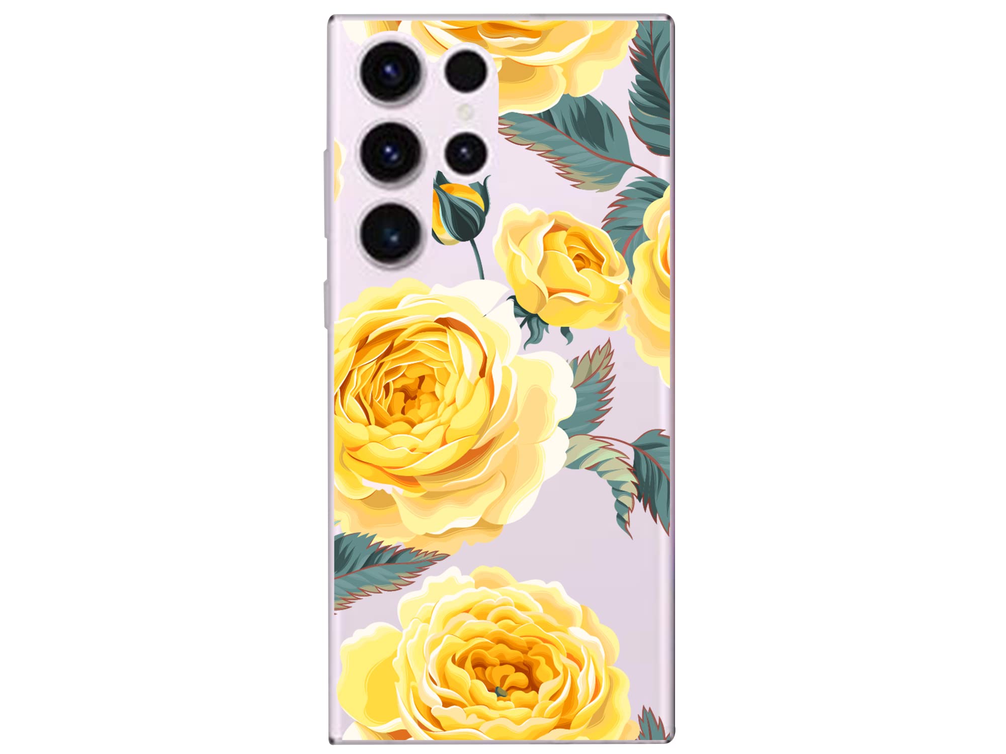 Blingy's Samsung Galaxy S23 Ultra Phone Case BL-S2309 Floral Roses Clear TPU Yellow Roses 6.8 Inch
