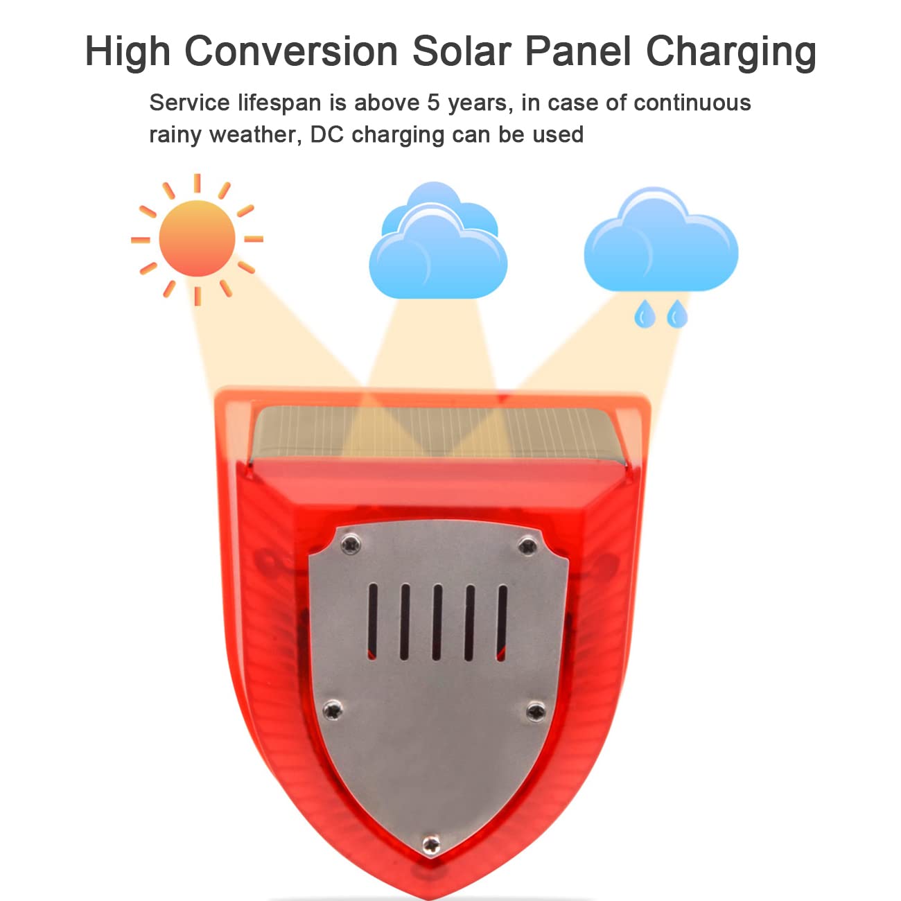 Burglar/Anti Intrusion Trip Alarm, Solar Outdoor Indoor Sound And Light Siren, 129Db Diy Home/Camping/Portable Security Alarm Fo