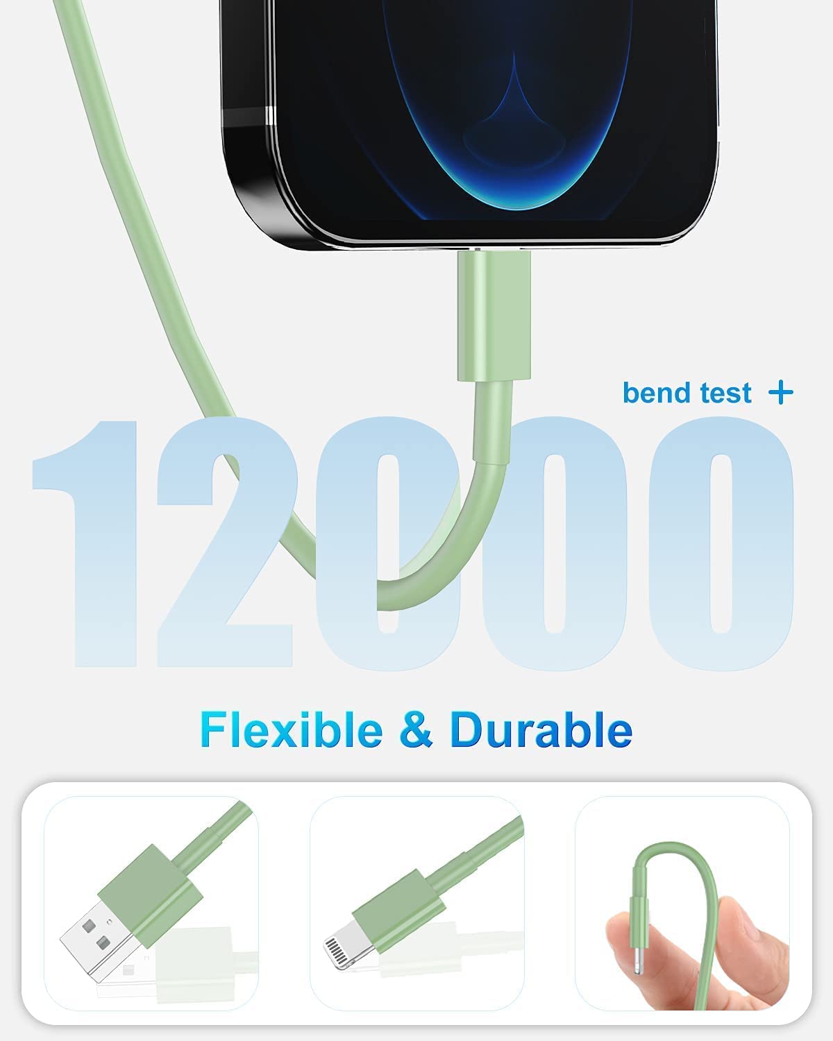 4 Pack [Apple Mfi Certified] Apple Charging Cables 1Ft, Iphone Chargers Lightning Cable 1 Foot, Fast Iphone Charging Cord For Iphone 14/14Pro/13/13Pro/12/11/11Pro/11Max/ X/Xs/Xr/Xs Max/8, Ipad(Green)