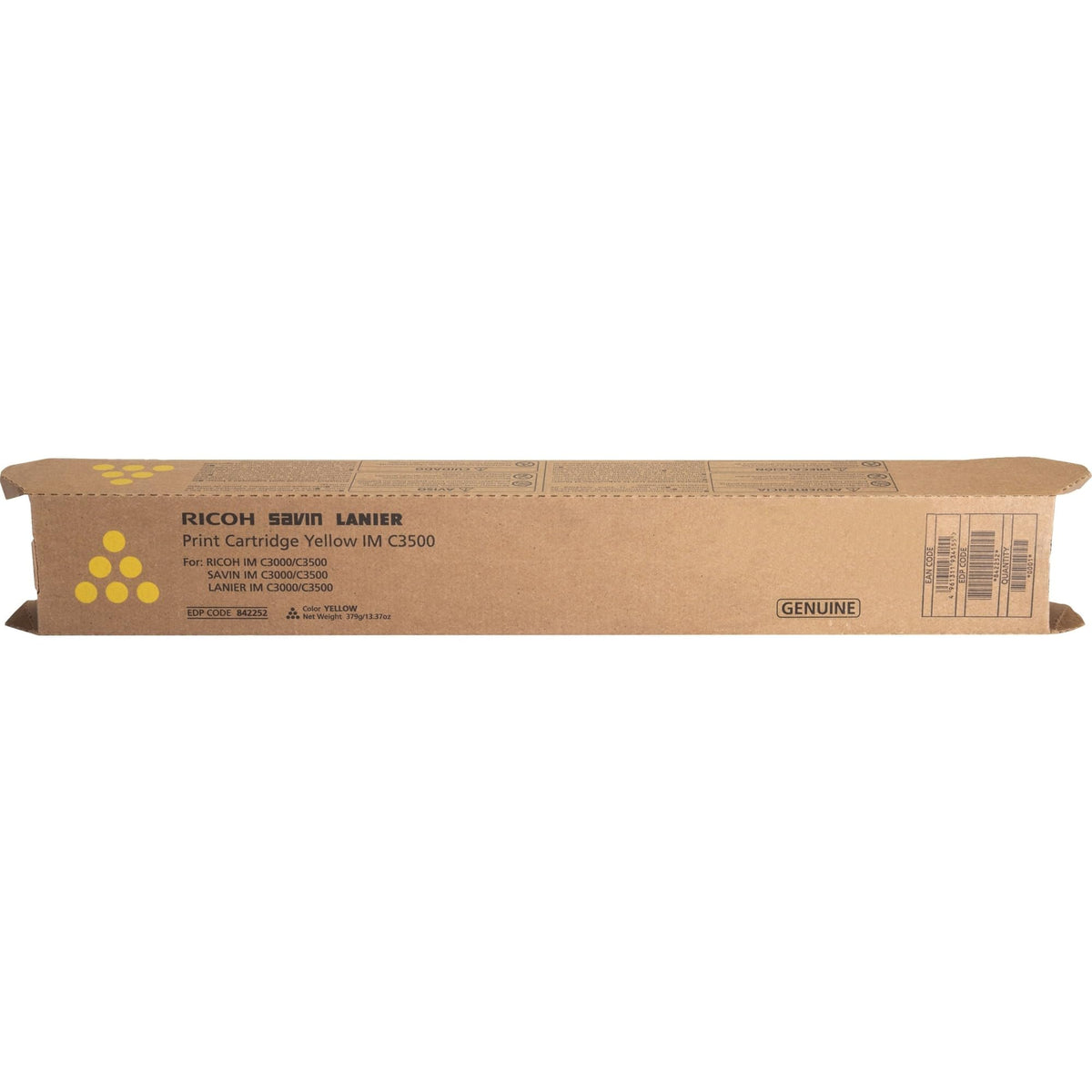 Genuine Ricoh 842251, 842252, 842253, 842254 Toner Cartridges (1 Set of 4) for Ricoh IM C3500 / C3000 + A Free Car Air Fresher