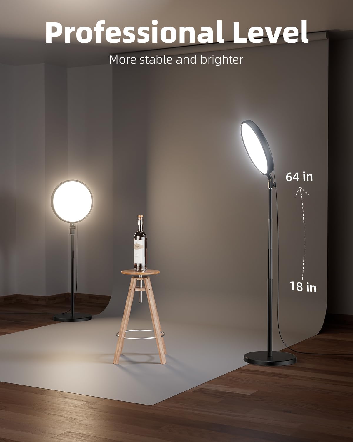 Large Ring Light Kit, Weilisi 6500K Professional Full Screen Big Ring Light With Stand And Phone Holder, 64'' Tall Ring Light Wi