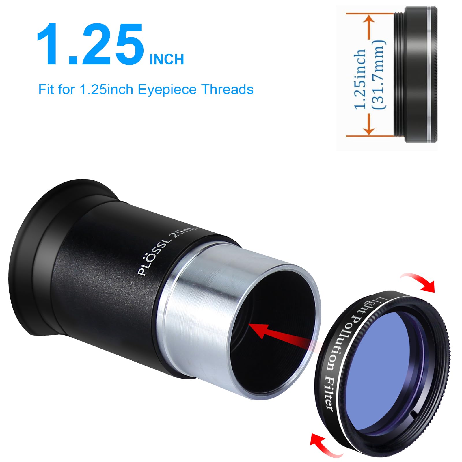 Celticbird 1.25 Inch Light Pollution Filter CB076A for Deep Sky Visual Astronomical Photography Optical Glass