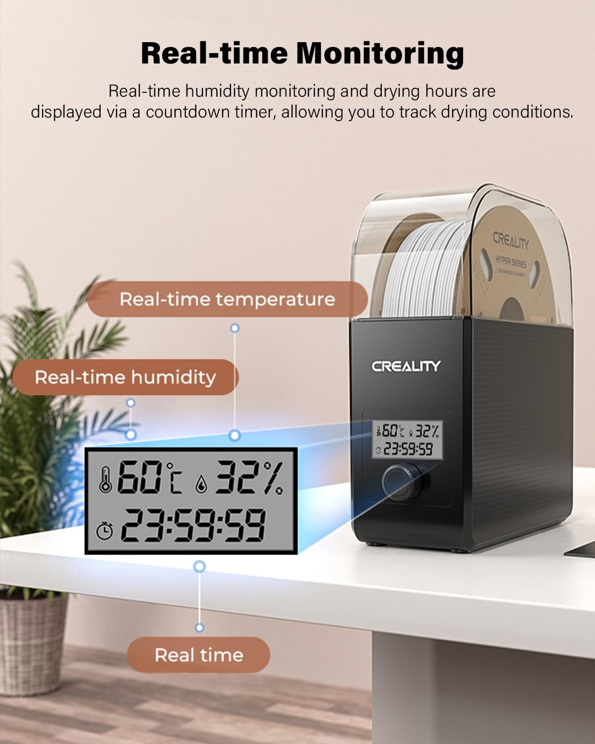 Creality Official Filament Dryer Box With Fan For 3D Printer Filament, Upgraded Filament Dehydrator Storage Box, 360 Hot Air Cir