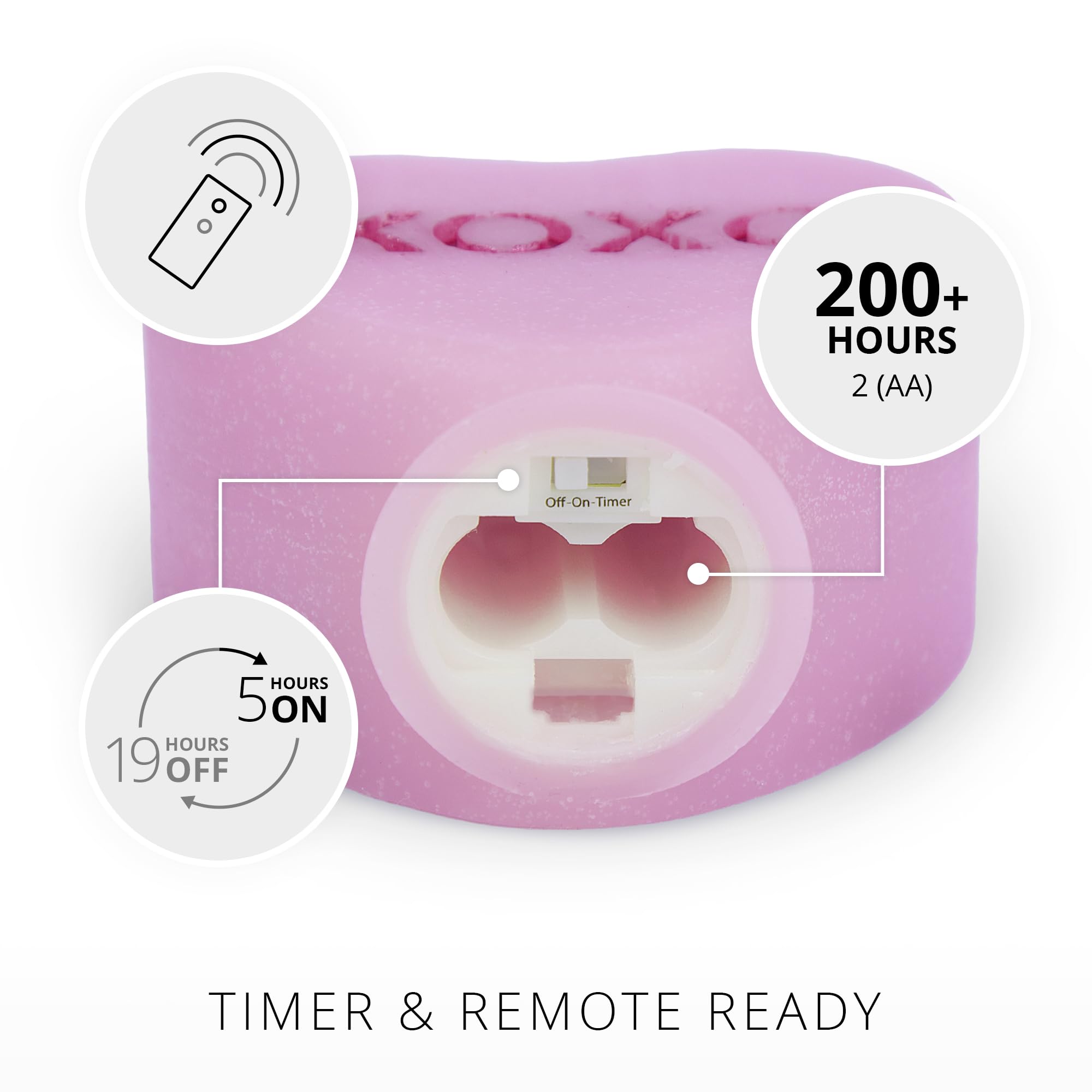 Luminara Candy Heart Xoxo Pastel Orchid Candle  Flameless Real Flame Romantic Battery Operated Led Decor  Valentine'S Day Collec