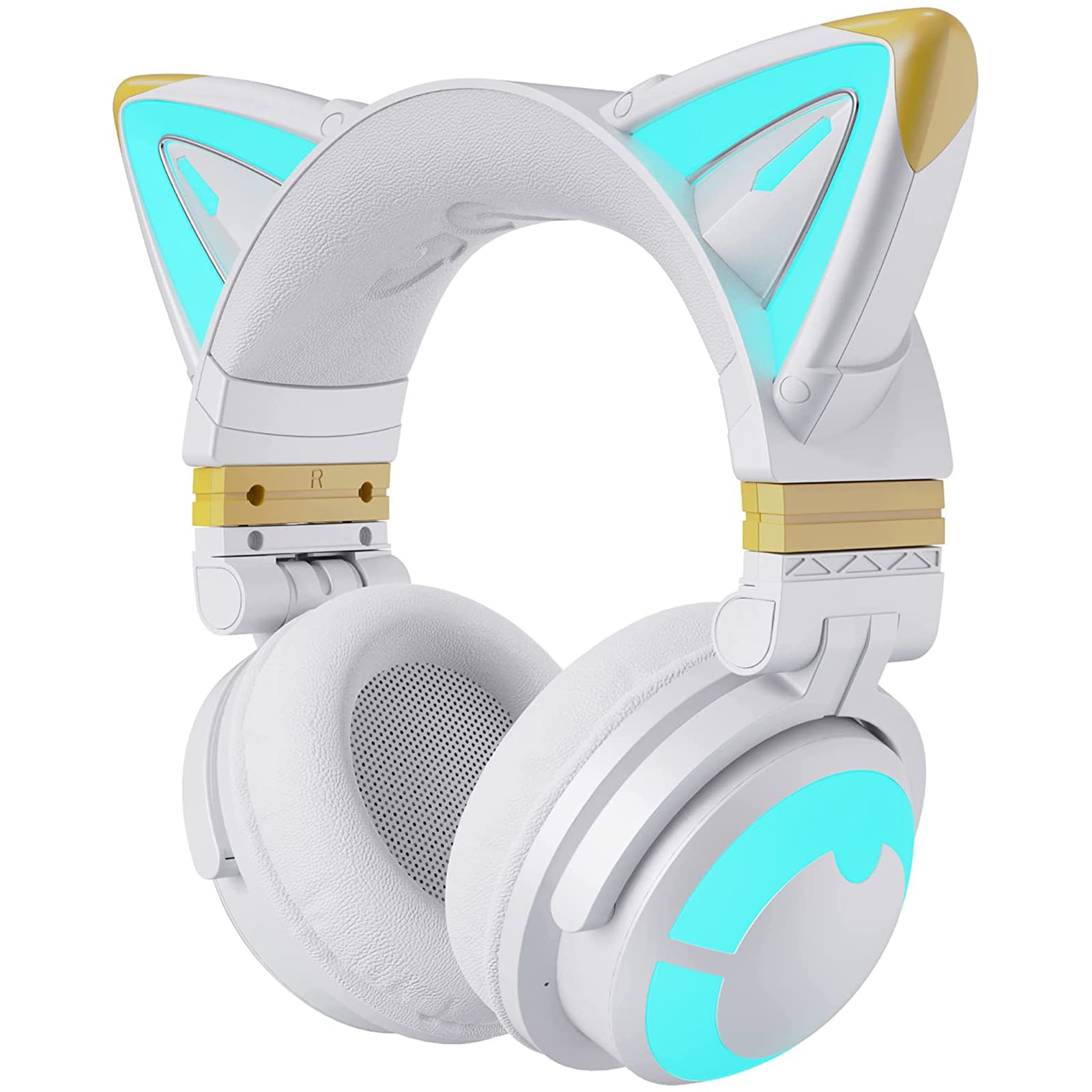 YOWU Cat Ear Headphones 3G, RGB Wireless/Wired 5.0 Foldable Gaming Headset with 7.1 Surround Sound, Built-in Mic & Customizable 
