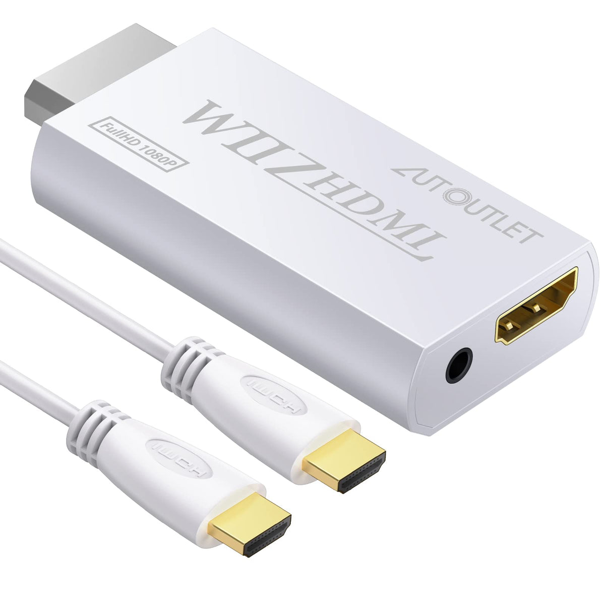 Autoutlet Wii To Hdmi Converter 1080P With 1.5M High Speed Hdmi Cable Wii2 Hdmi Adapter Output Video&Audio With 3.5Mm Jack Audio