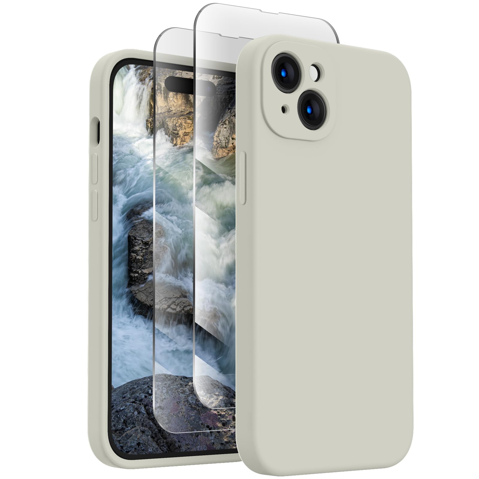 Firenova Designed For Iphone 15 Case, Silicone Upgraded [Camera Protection] Phone Case With [2 Screen Protectors], Soft Anti Scr