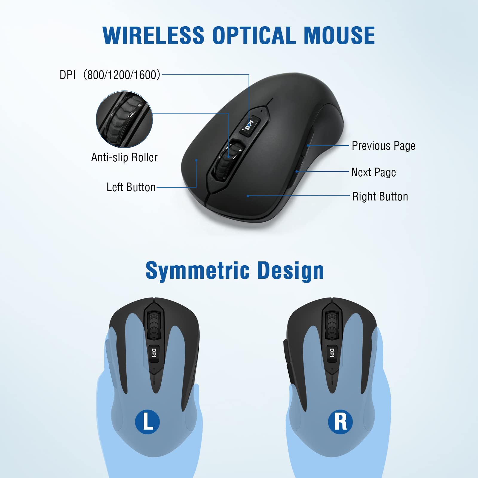 Wireless Keyboard And Mouse Combo, Full Sized 2.4Ghz Comfortable Palm Rest And Optical Wireless Mouse For Windows, Mac Os Pc/Des