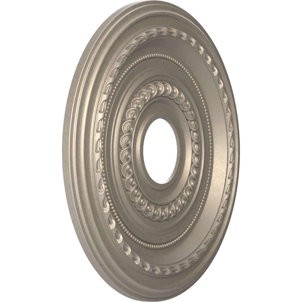 Ekena Millwork Cmp16Cocsv Cole Thermoformed Pvc Ceiling Medallion (Fits Canopies Up To 4 1/2), 16Od X 3 1/2Id X 1P, Metallic Sil