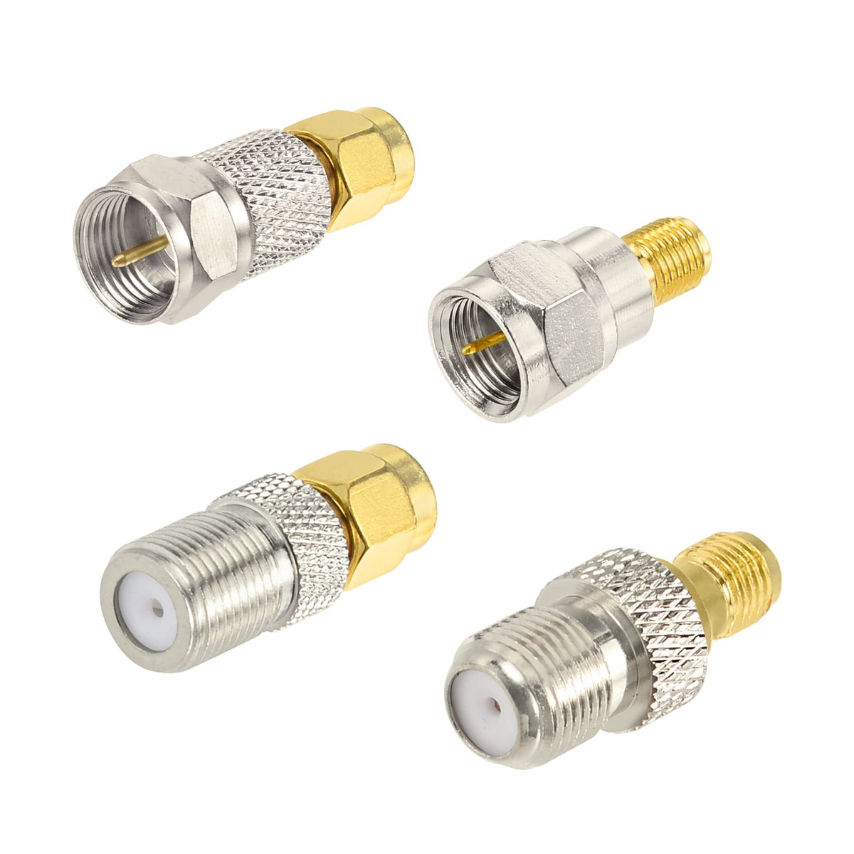 Superbat SMA to F Coax Adapter SMA Male/Female to F Male/Female Coaxial Cable Connector for HD Antenna TV Radio RG6 Cable etc. 4pcs