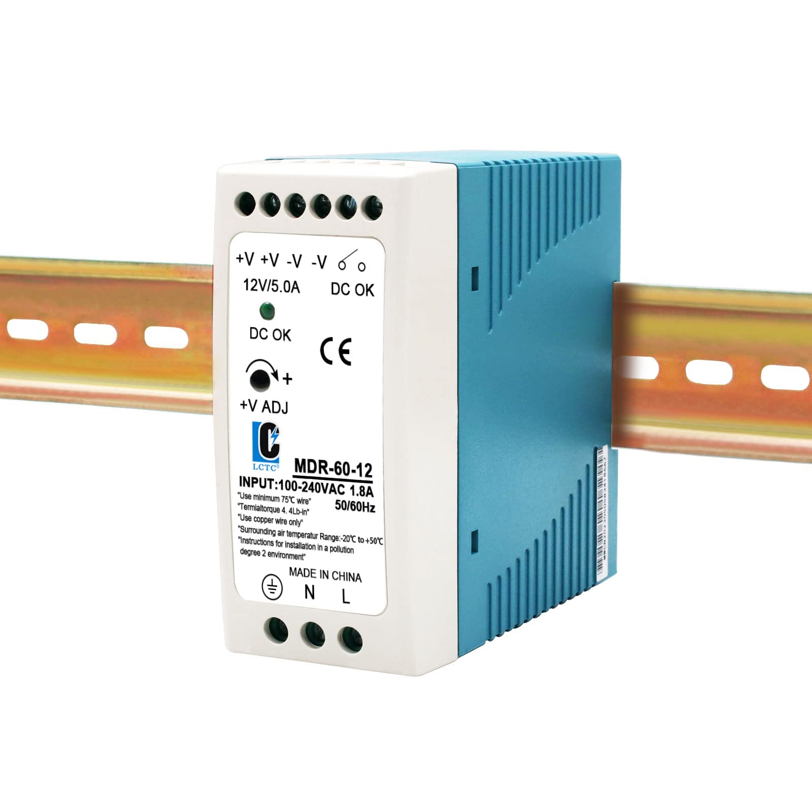 Din Rail Dc 12V Switching Power Supply Mdr 60W (Input:100 240Vac,Output:12Vdc,50/60Hz) Switch Converter (12V 5A)