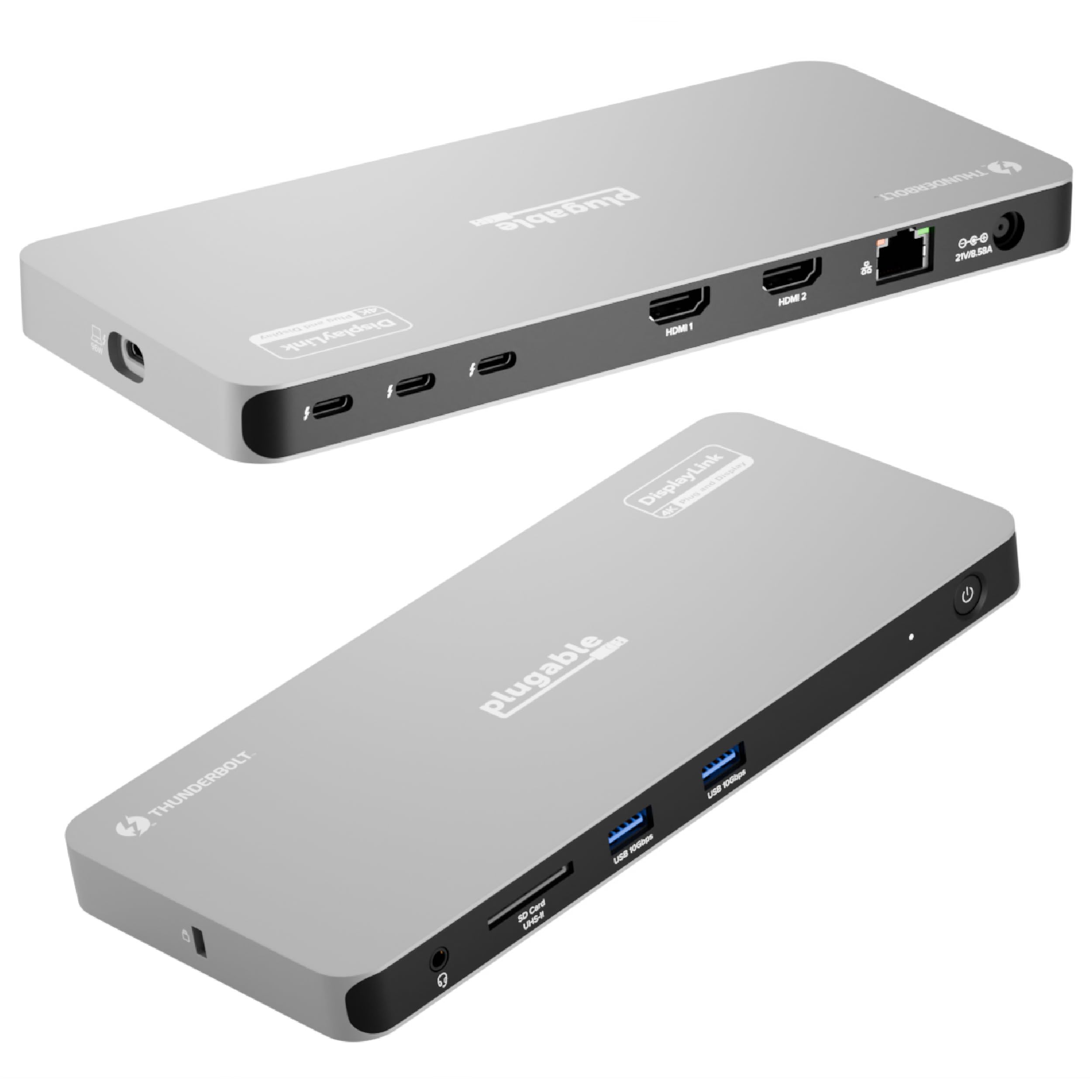 Plugable Thunderbolt 4 Dock for Quad Monitors 100W, Thunderbolt Docking Station Connects up to Four 4K Monitors for Windows and 