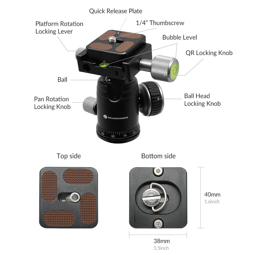 Tripod 50V (Pan Bar, Smartphone Holder Included) | 20'' Light Weight Heavy Duty Aluminum Alloy Portable Tripod | Orangemonkie