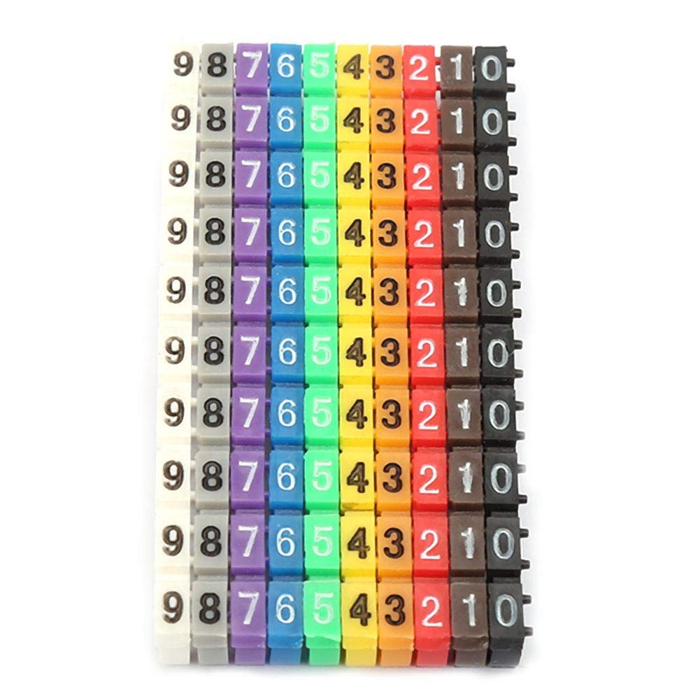 Clip On Wire Markers, Wire Number Labels Colorful Wire Numbering Marker Tube Cable Marker For Marking The Color Coded Cables(100