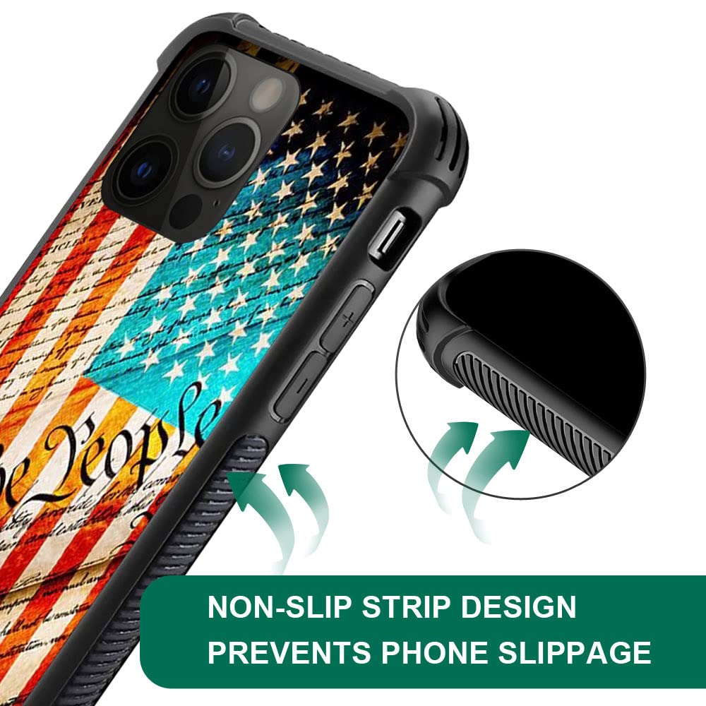 Iphone 14 Case,Us Constitution Overtop American Flag Iphone 14 Cases For Men Boy,Drop Protection Cool Pattern With Soft Tpu Bump