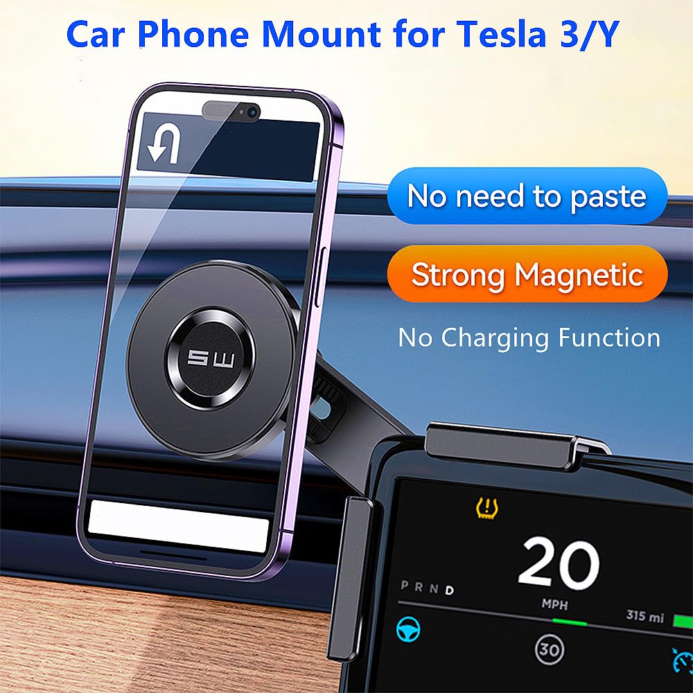 Galeform Magnet Phone Mount For Tesla Model 3/Y Accessories, Tesla Phone Mount For Magsafe Iphone & Android Phones, Strongest Ma