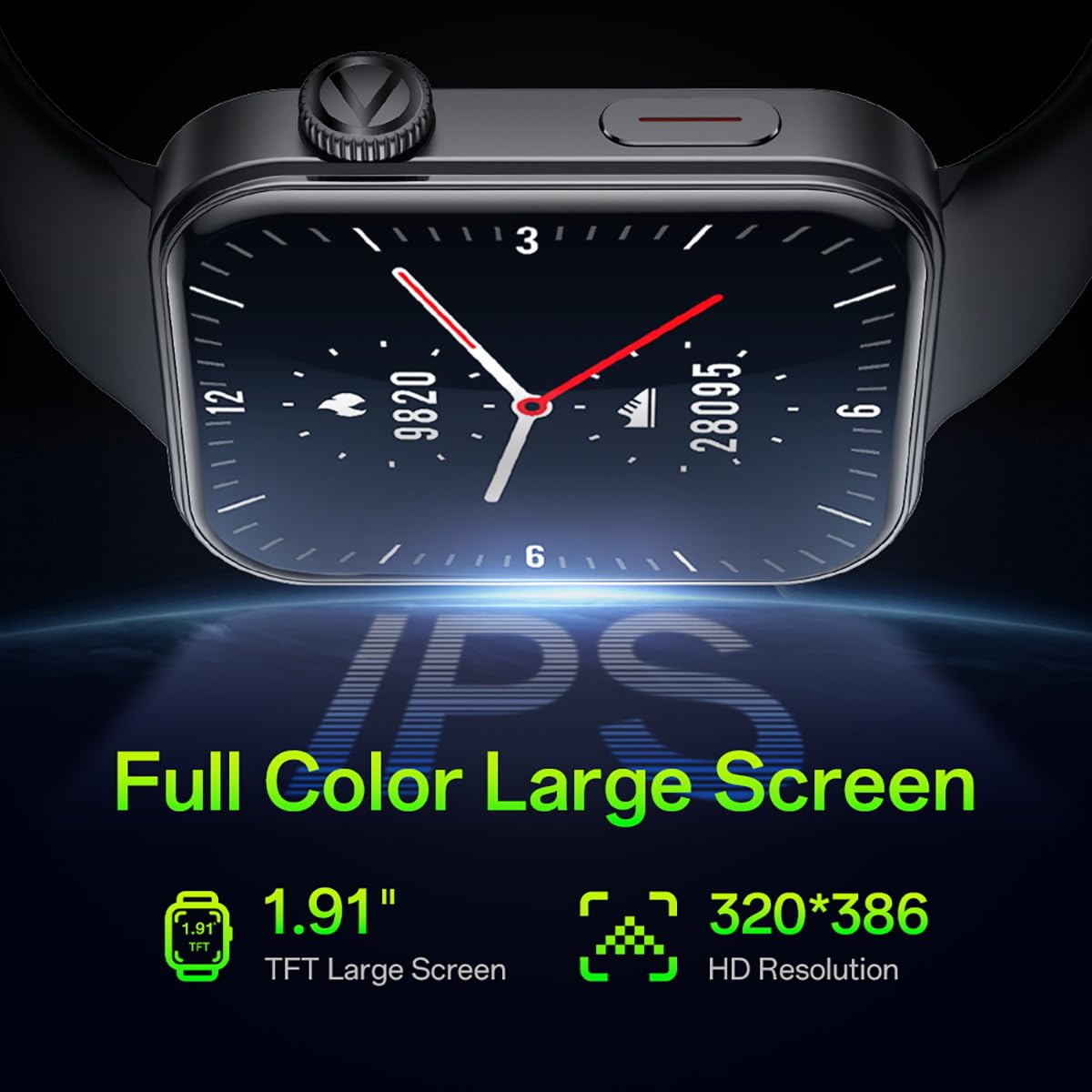 Aolon Upgraded Foom S4 1.91 Inch High Definition Large Screen Smart Watch (Black)