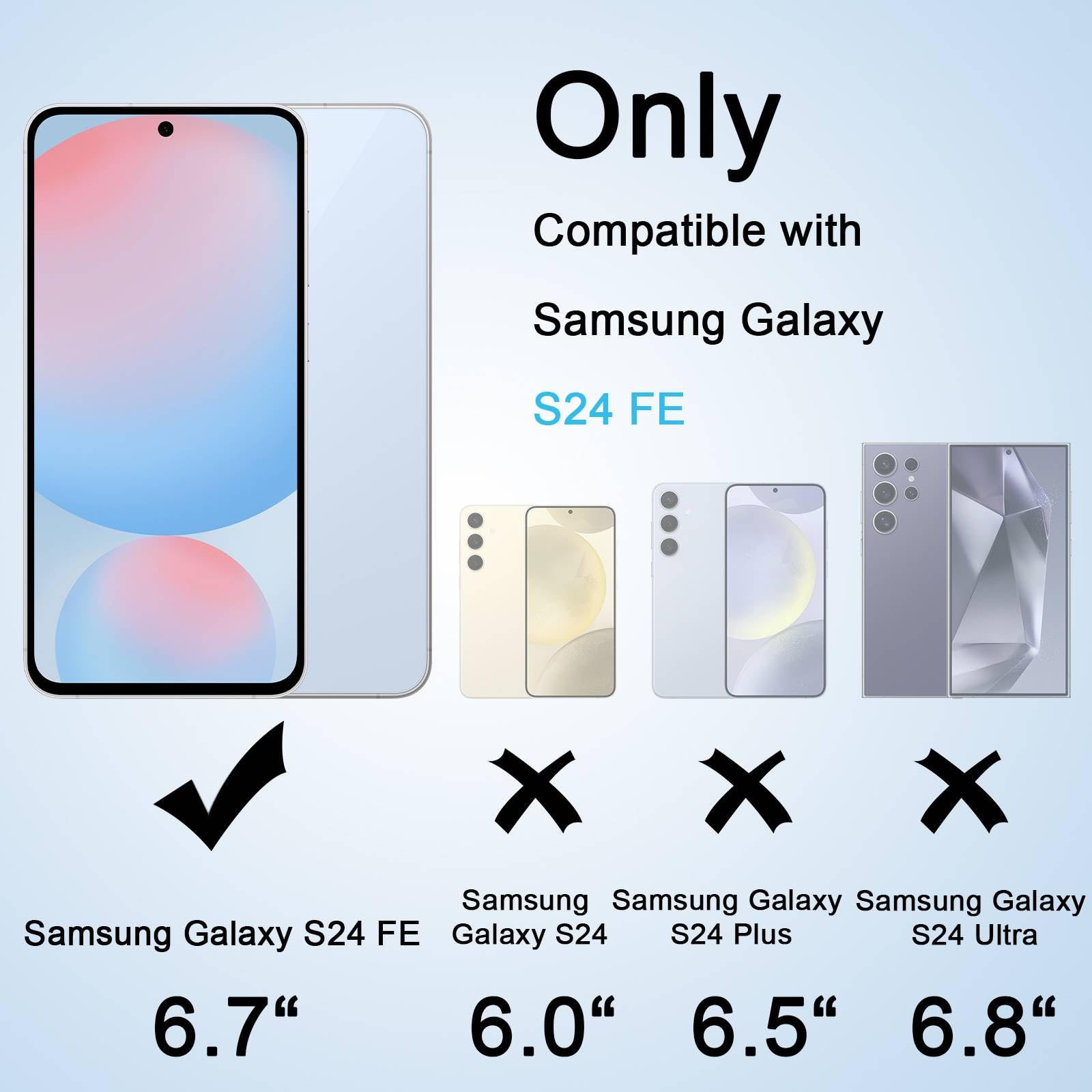 Xiezezei Galaxy S24 Fe Screen Protector [4+4 Pack] Camera Lens Protector, Fingerprint Unlock Support, Hd Tempered Glass, Touch S