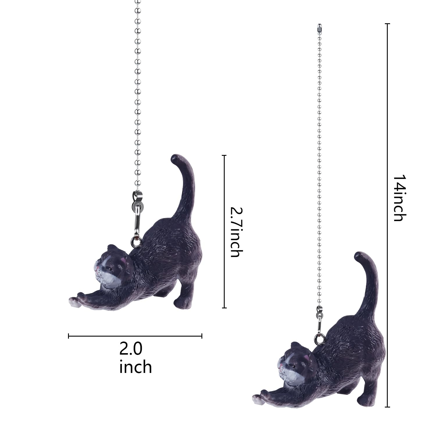 Dotlite Cat Ceiling Fan Pull Chain,Cute Realistic Stretching Cat Fan String Pulls Charm Extension Decorative,12In 3Mm Diameter B