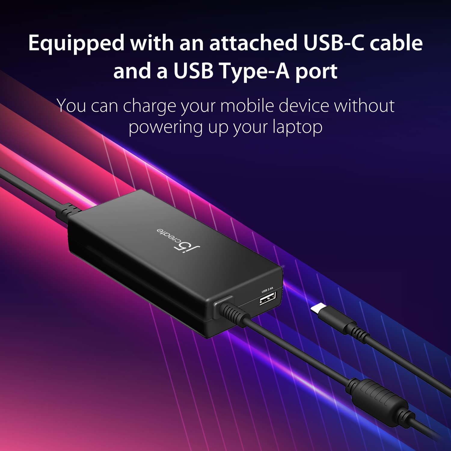 J5Create Usb Type C Pd 100W Fast Charger For Macbook Pro, Chromebook, Laptop, Notebook, Tablet, Android, And Ios Smartphones (Ju