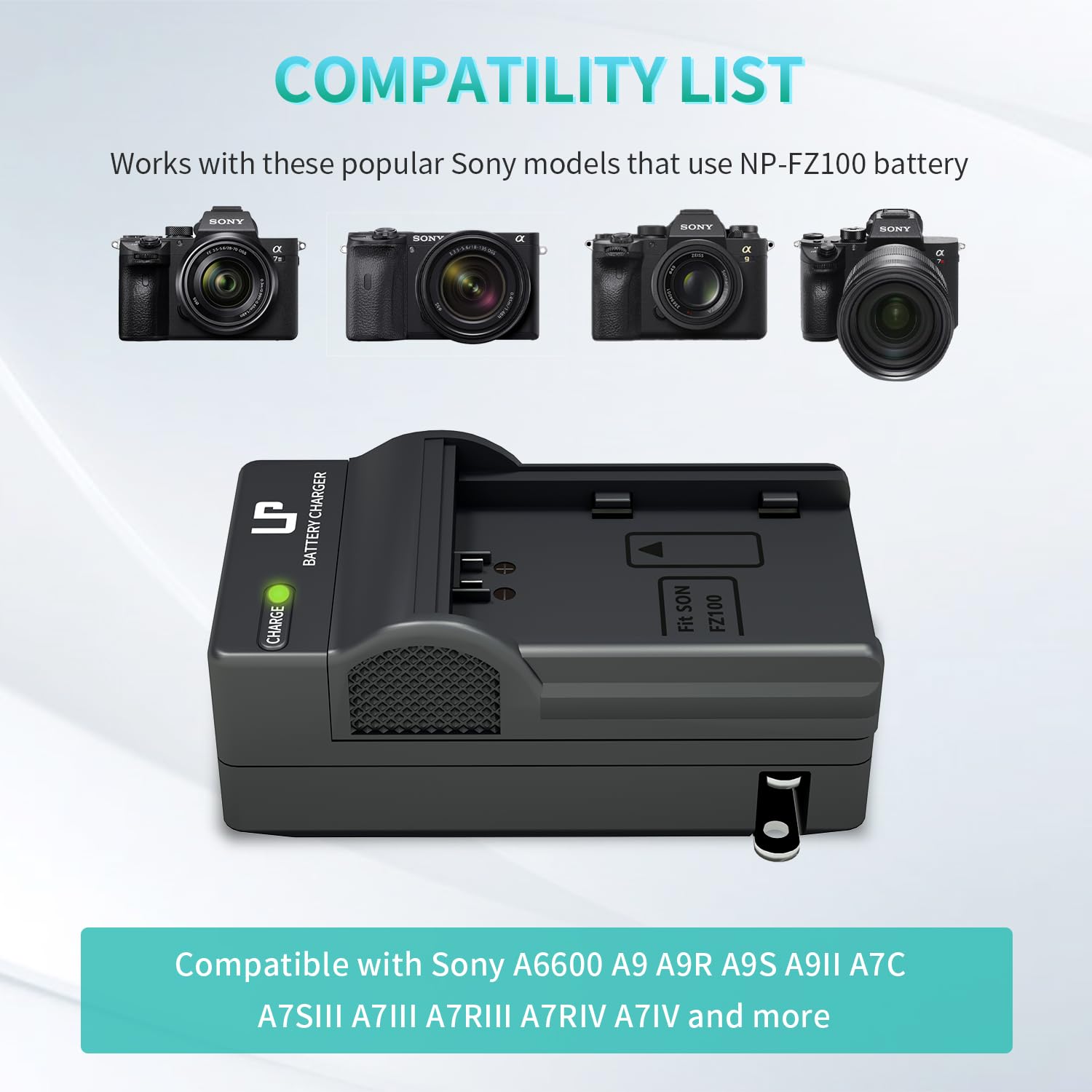 Np Fz100 Battery Charger, Lp Charger With Led Lights Display, Compatible With Sony A9 A9R A9S A9Ii A7C A7Siii A7Iii A7Riii A7Riv