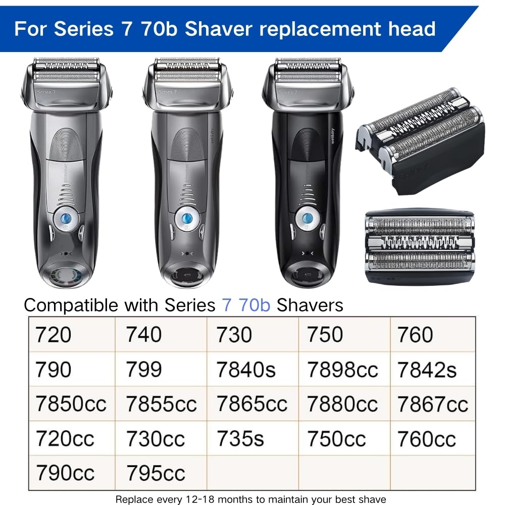 Series 7 70B Electric Shaver Replacement Head Compatible With Braun Series 7 Men Razor For 720Cc, 730Cc, 735S, 750Cc, 760Cc, 790