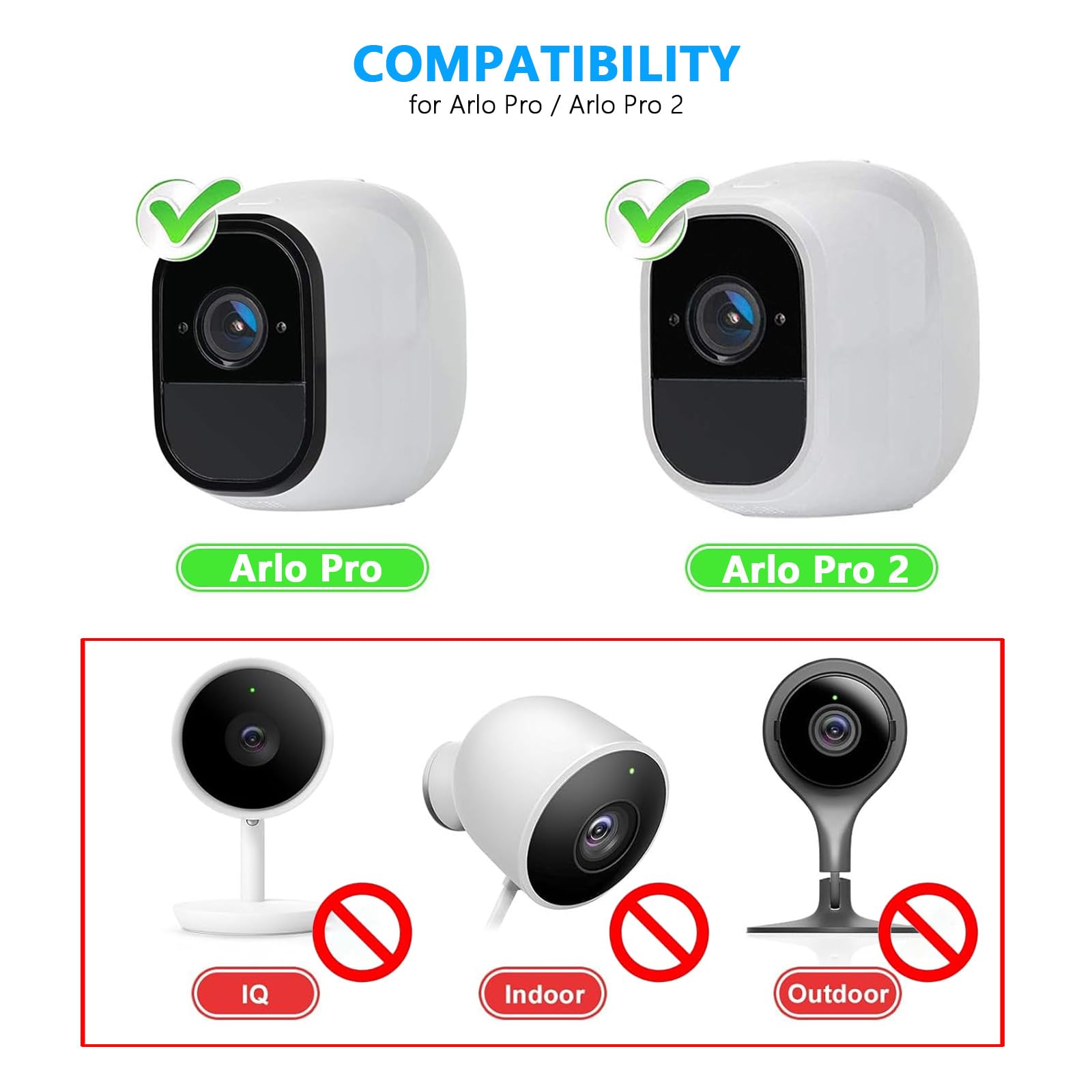 2 Pack 13Ft Power Adapter Plug Charger For Arlo Pro And Arlo Pro 2, Arlo Q,Arlo Essential Spotlight, Arlo Go Indoor Camera(Not F