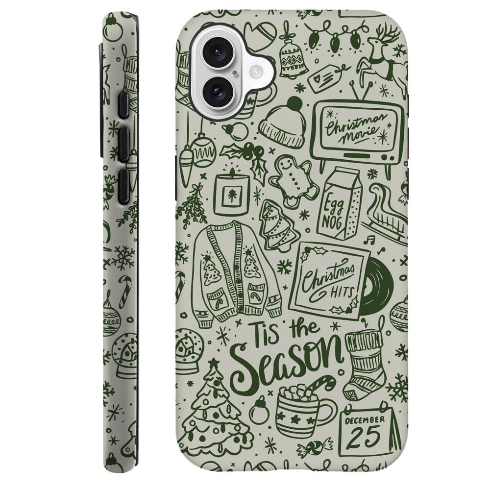 Case for iPhone 16 Plus - [Drop Protection Phone Cover] - Hybrid Case for Girl Women - Christmas Green Holiday