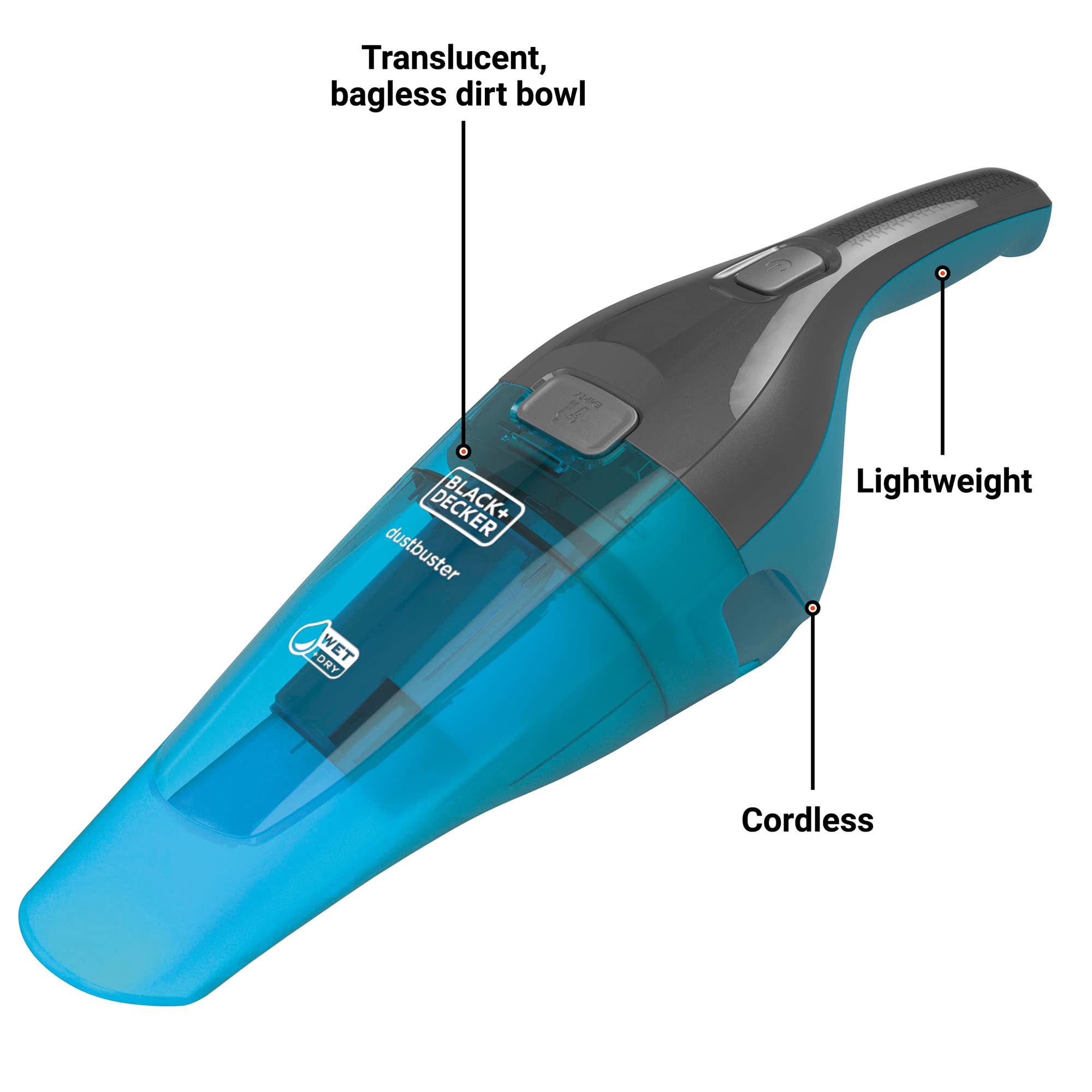 Black+Decker Dustbuster Wet/Dry Handheld Vacuum, Cordless Hand Vac (Hnvc215Bw52)