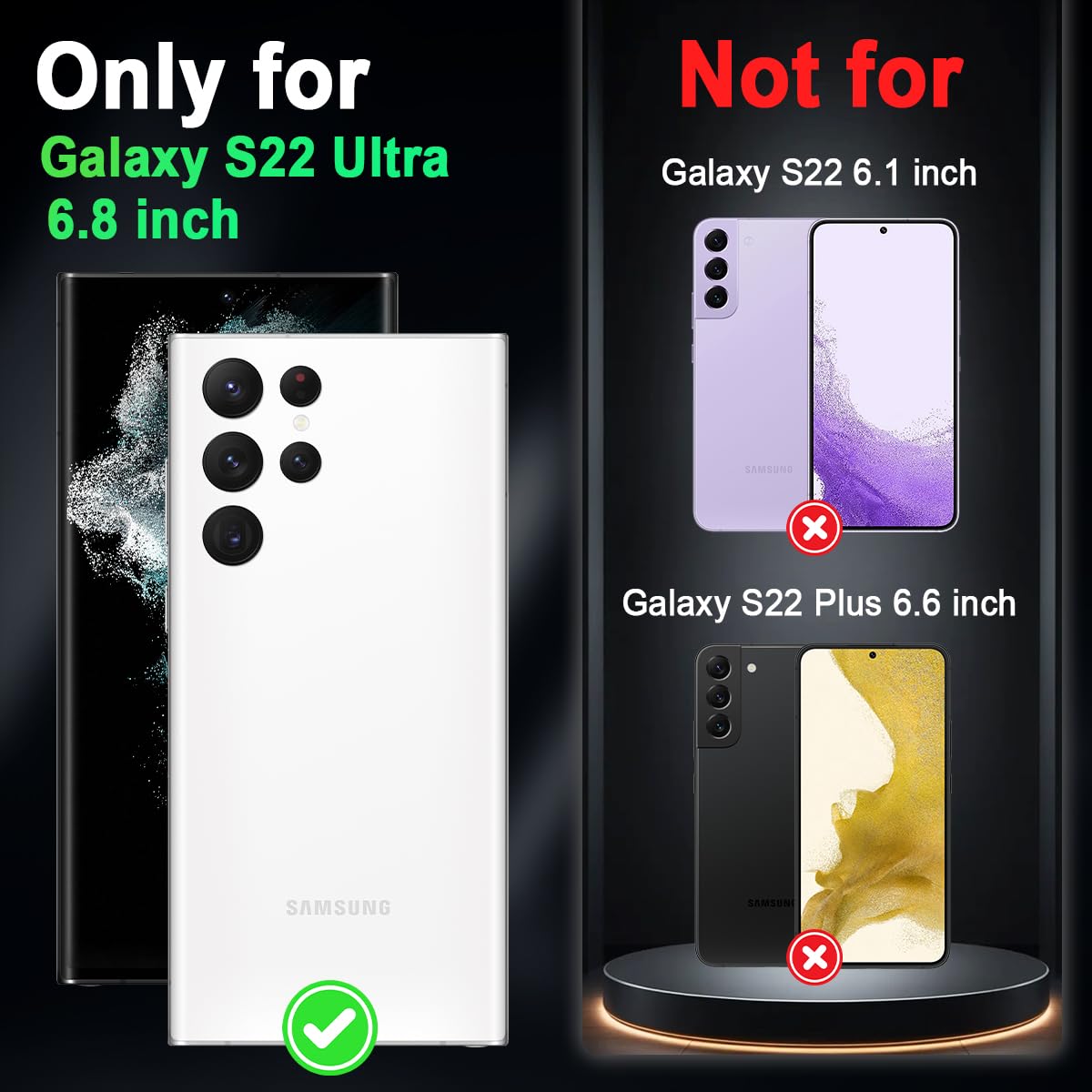 Hekodonk For Galaxy S22 Ultra Case,Glow In The Dark Three Layer Heavy Duty Shockproof Protection Hard Plastic+Soft Silicone Full