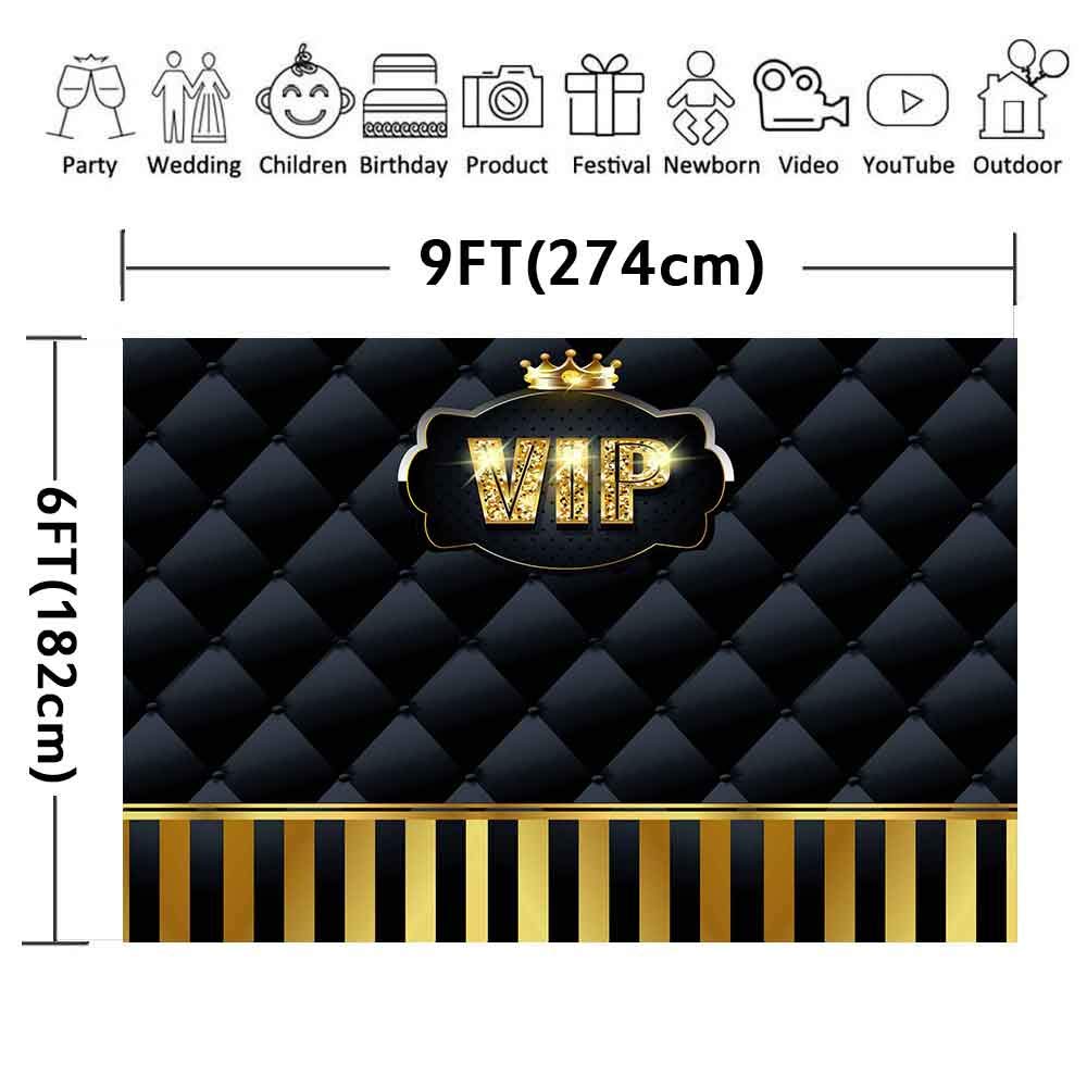 Gold Vip Backdrops 9X6Ft Black Tufted Gold Stripes Photography Backgrounds Events Step And Repeat Banner Props Lup575