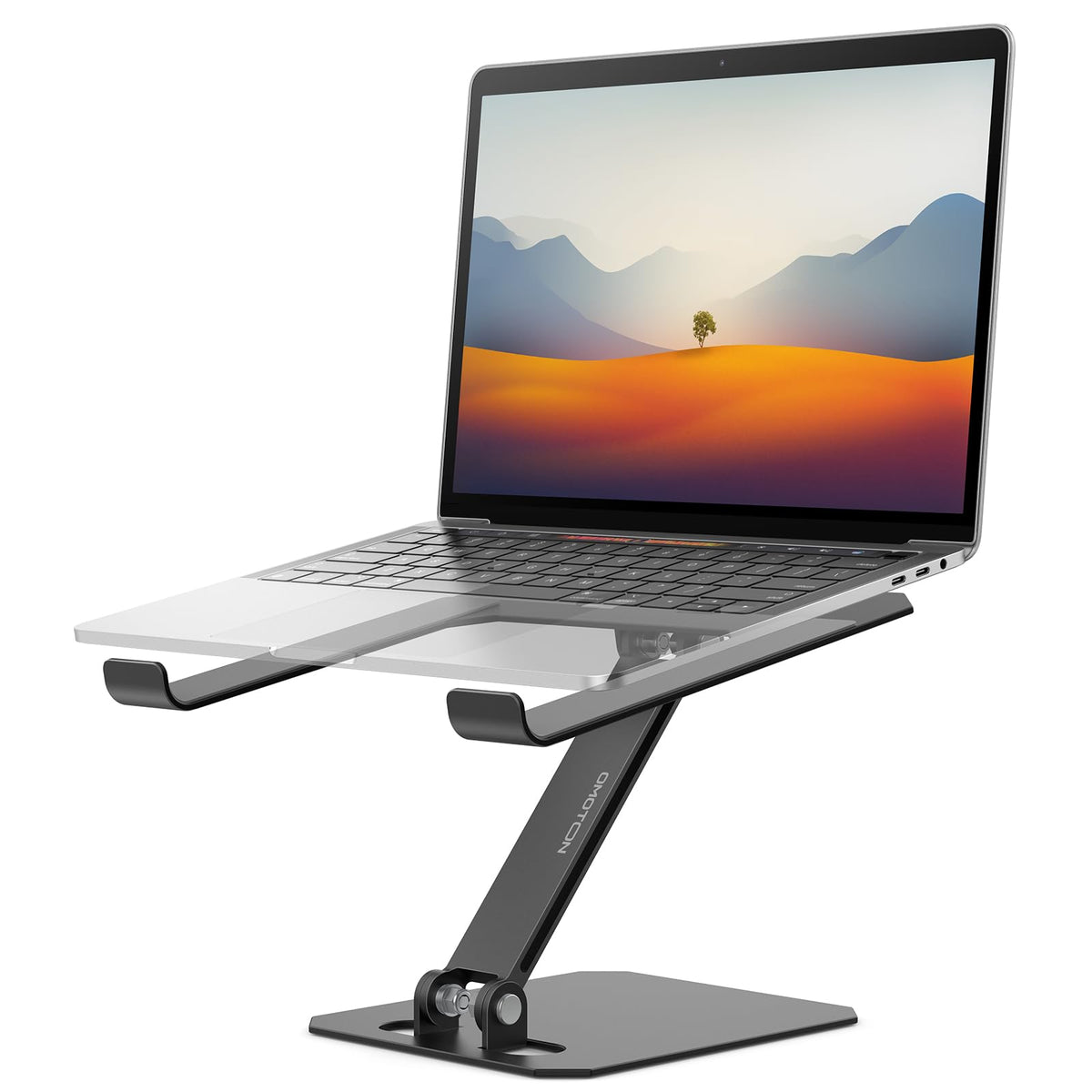 Omoton Laptop Stand For Desk, Ergonomic Adjustable Computer Stand Aluminum Portable Desktop Laptop Riser Holder For Macbook Air Pro, Dell, Hp And All Tablets Up To 15.6', Black
